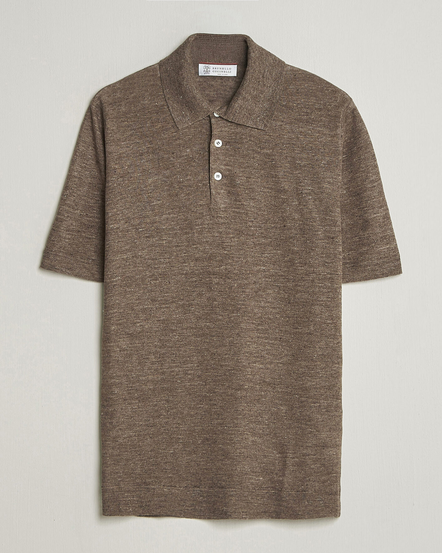 Men | Polo Shirts | Brunello Cucinelli | Linen Knitted Polo Brown
