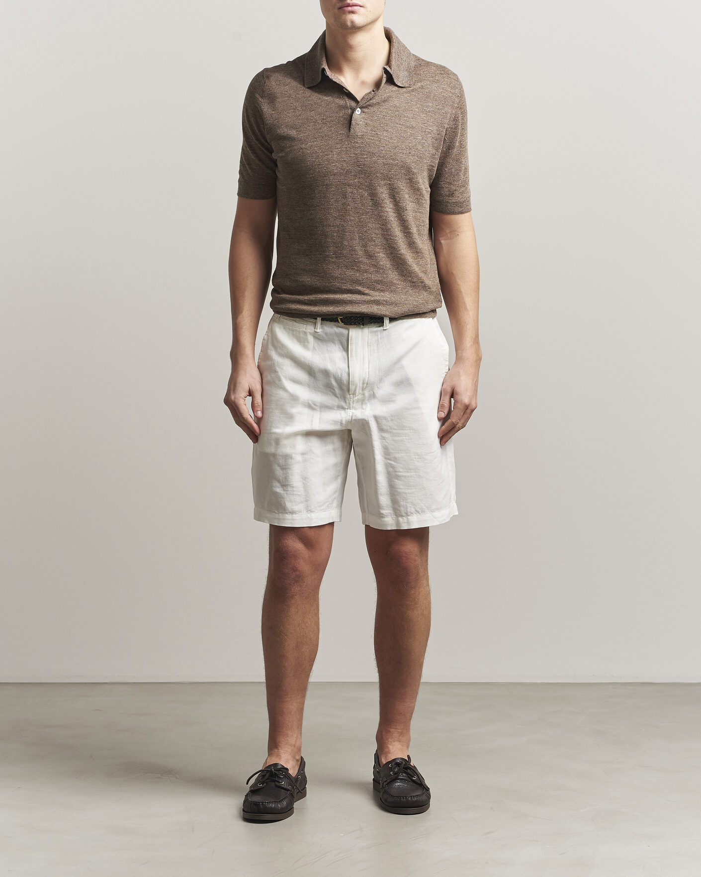 Men | Polo Shirts | Brunello Cucinelli | Linen Knitted Polo Brown