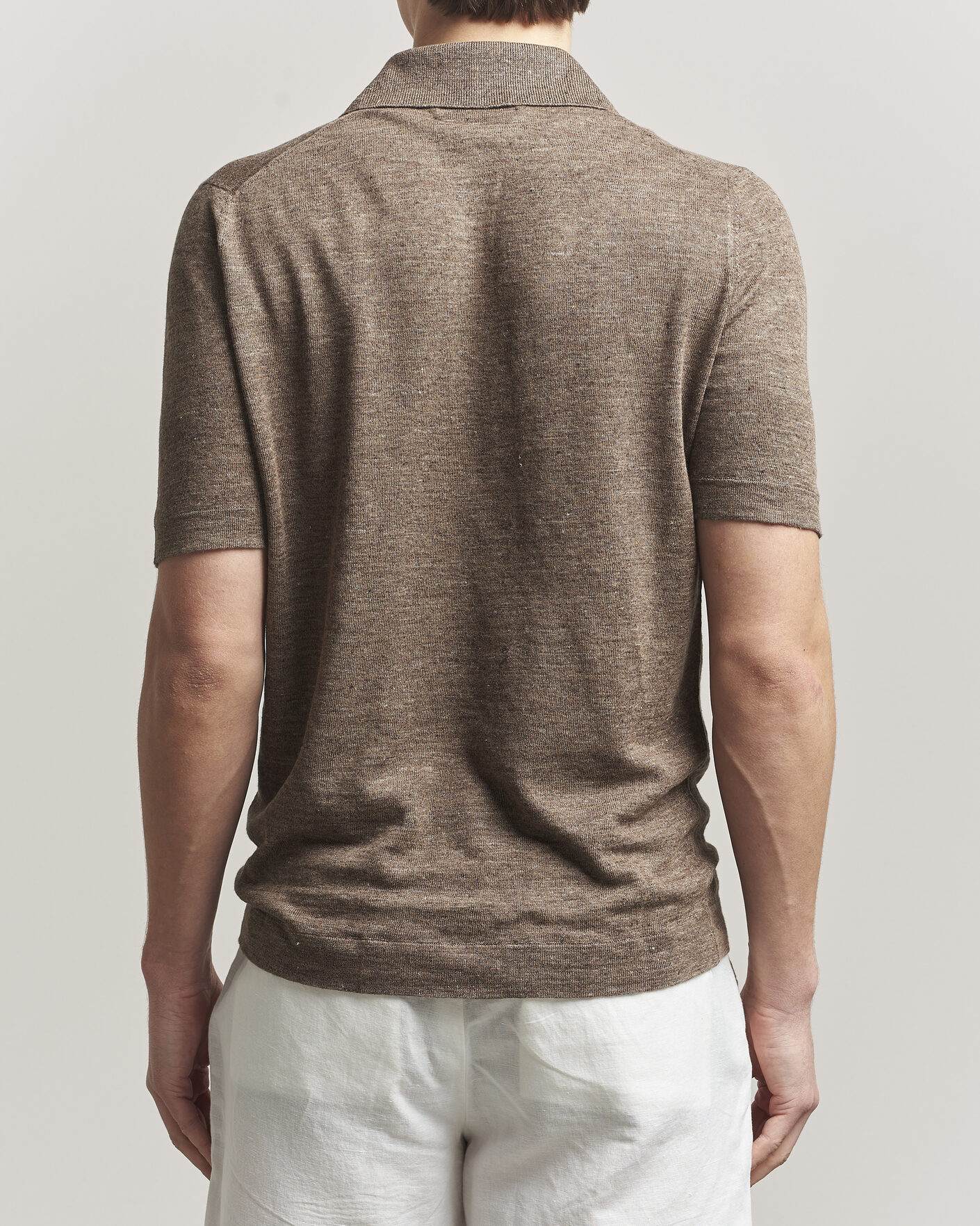 Men | Polo Shirts | Brunello Cucinelli | Linen Knitted Polo Brown