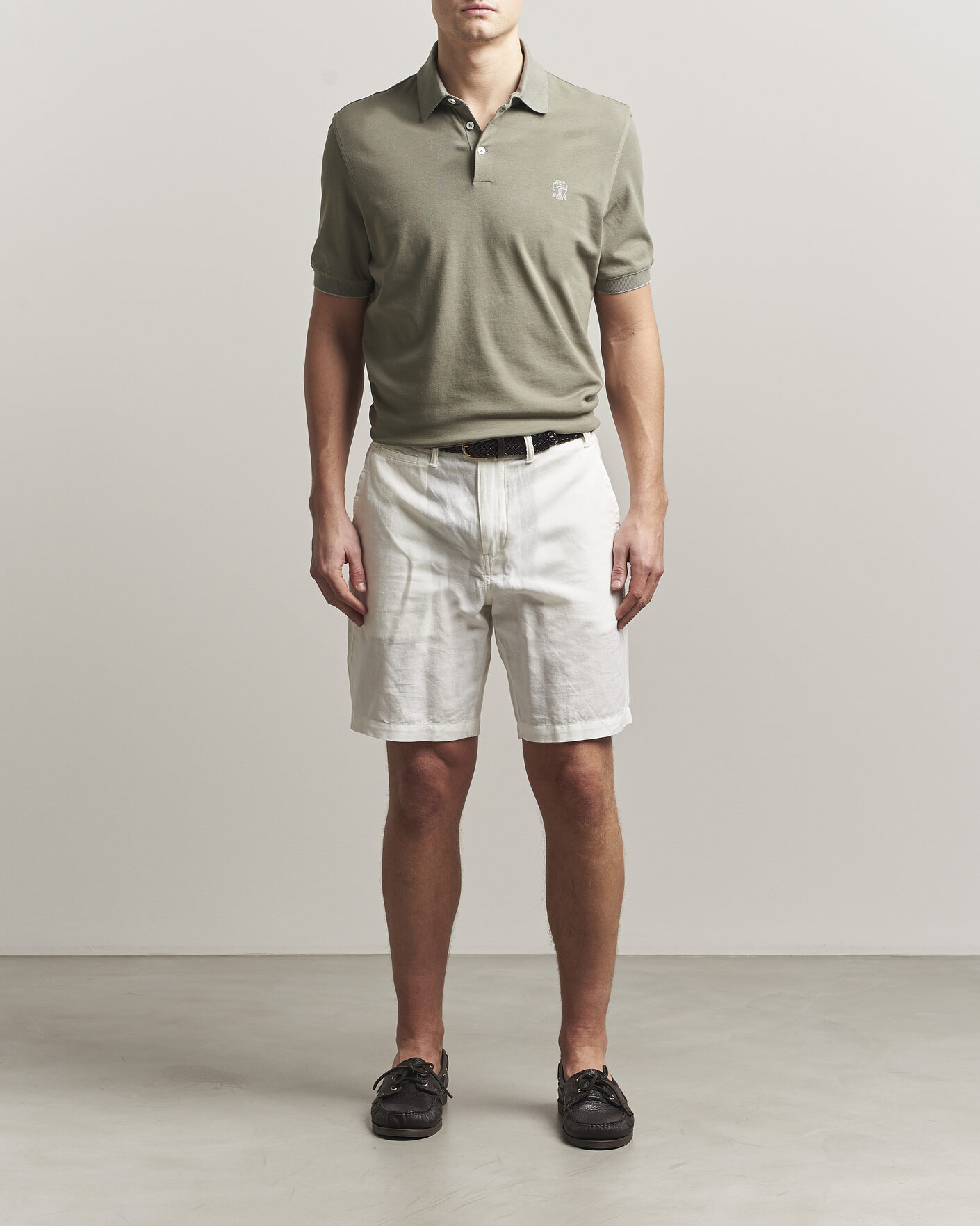 Men | Polo Shirts | Brunello Cucinelli | Short Sleeve Logo Polo Olive