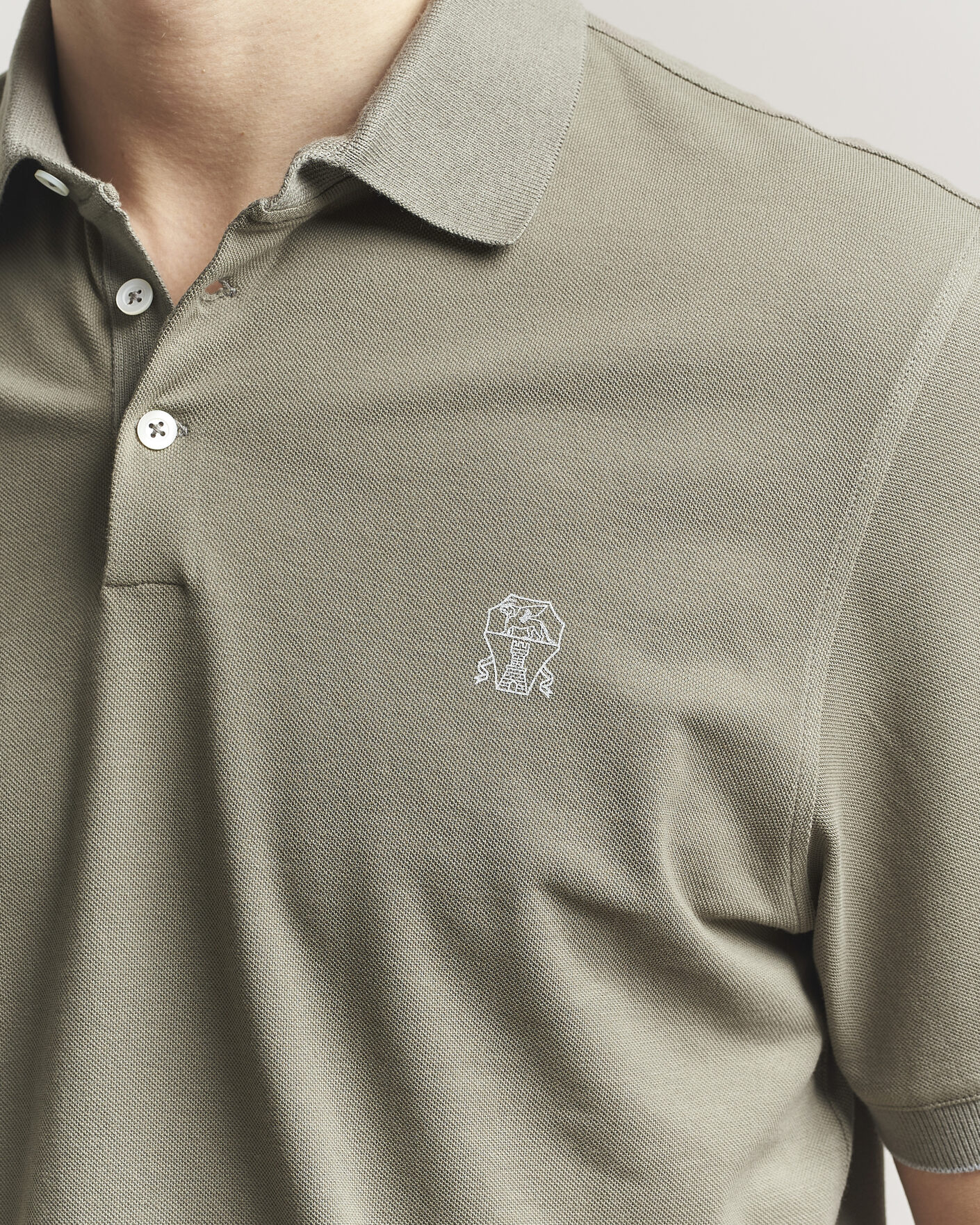 Men | Polo Shirts | Brunello Cucinelli | Short Sleeve Logo Polo Olive