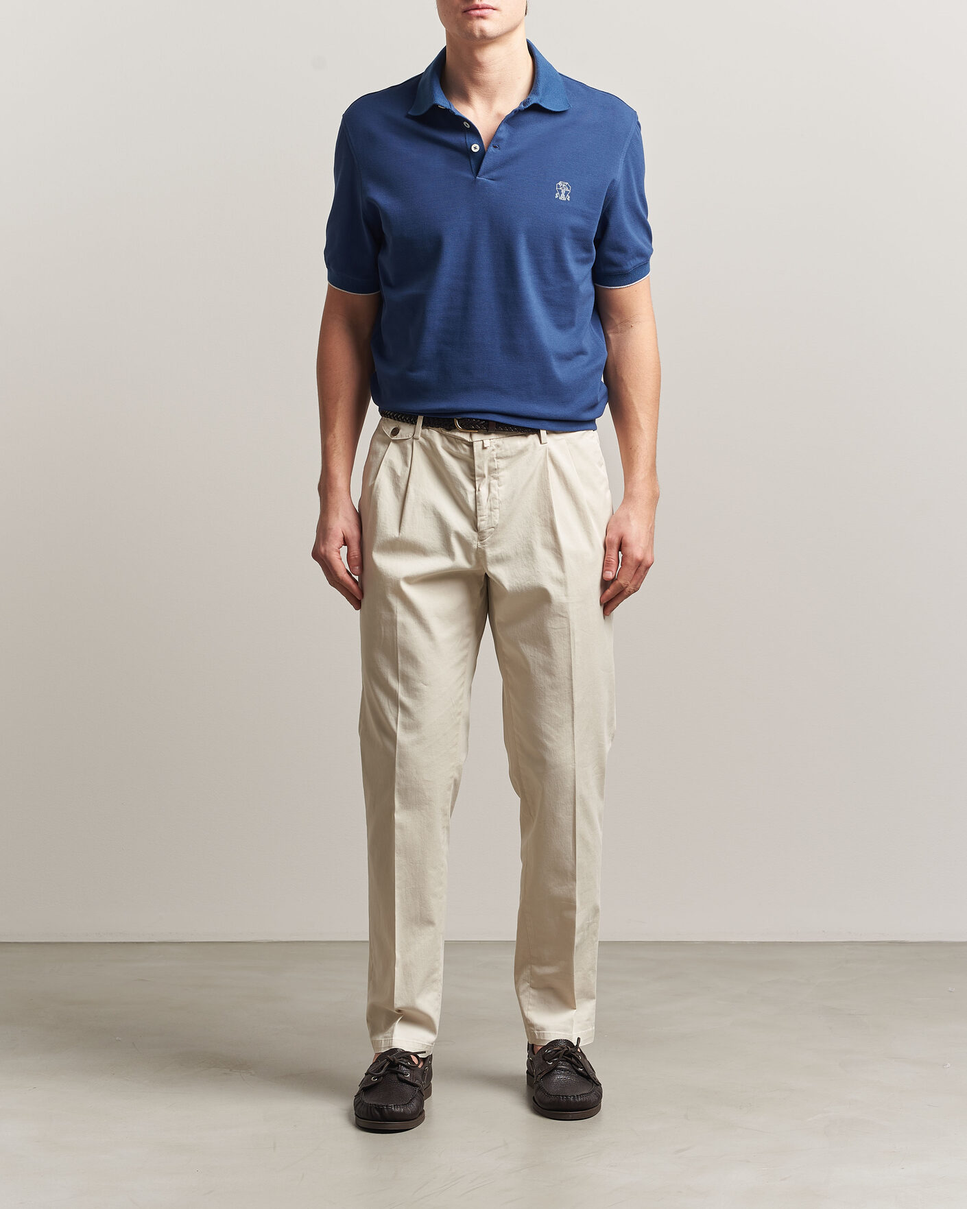 Men | Polo Shirts | Brunello Cucinelli | Short Sleeve Logo Polo Blue