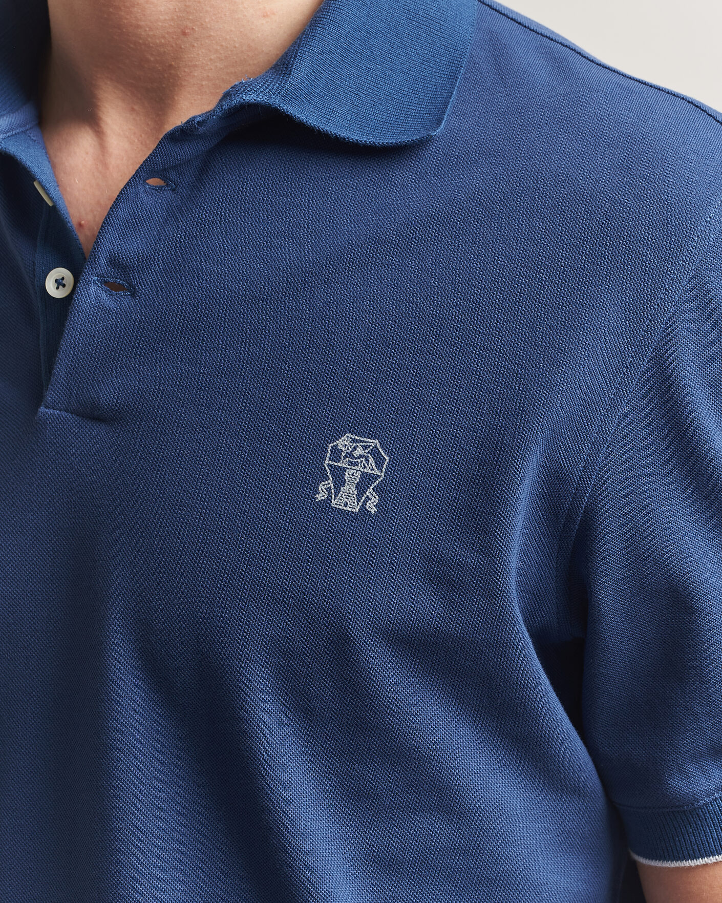 Men | Polo Shirts | Brunello Cucinelli | Short Sleeve Logo Polo Blue