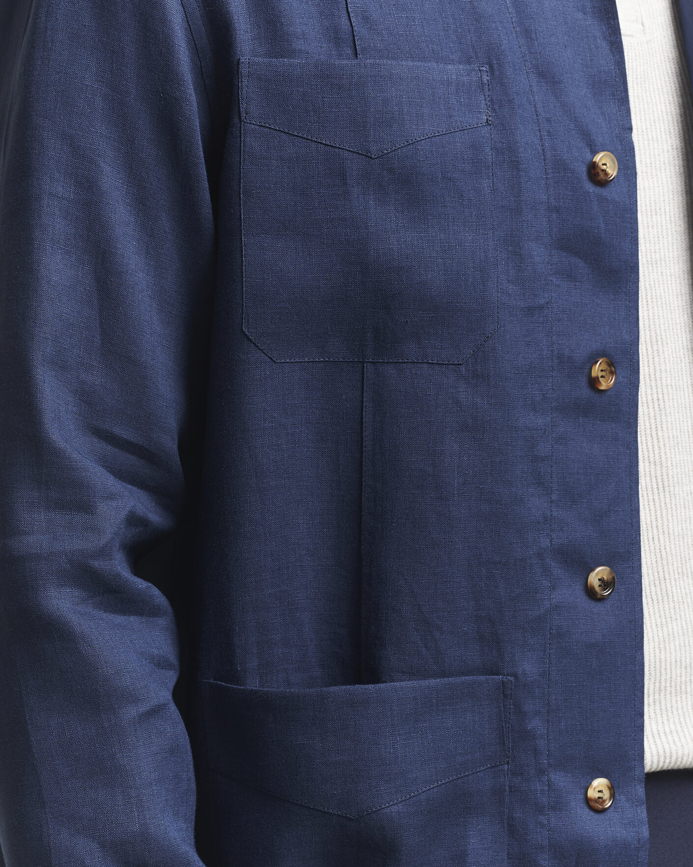 Men | Shirts | Brunello Cucinelli | Linen Shirt Jacket Navy
