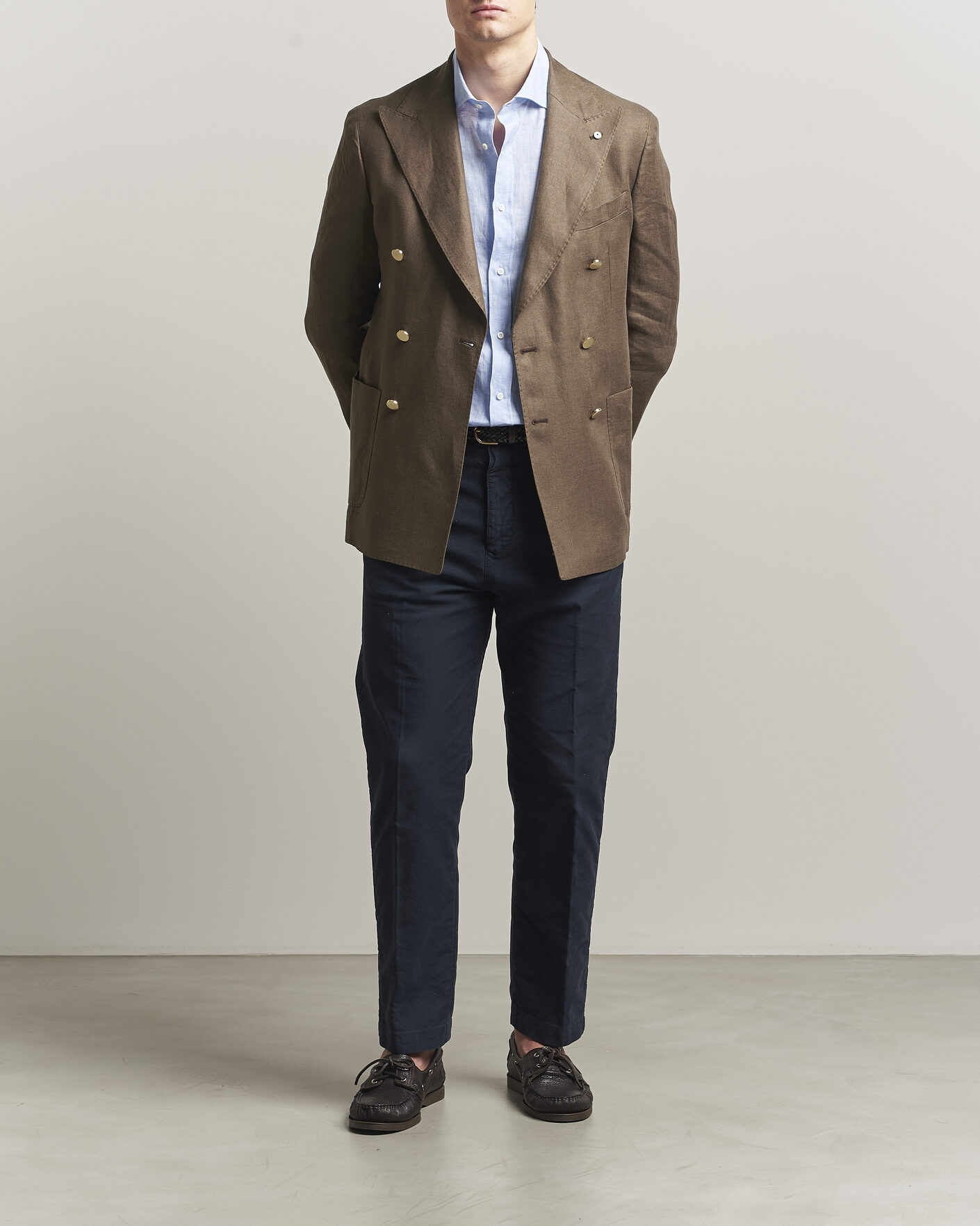 Men | Shirts | Brunello Cucinelli | Easy Fit Linen Shirt Light Blue