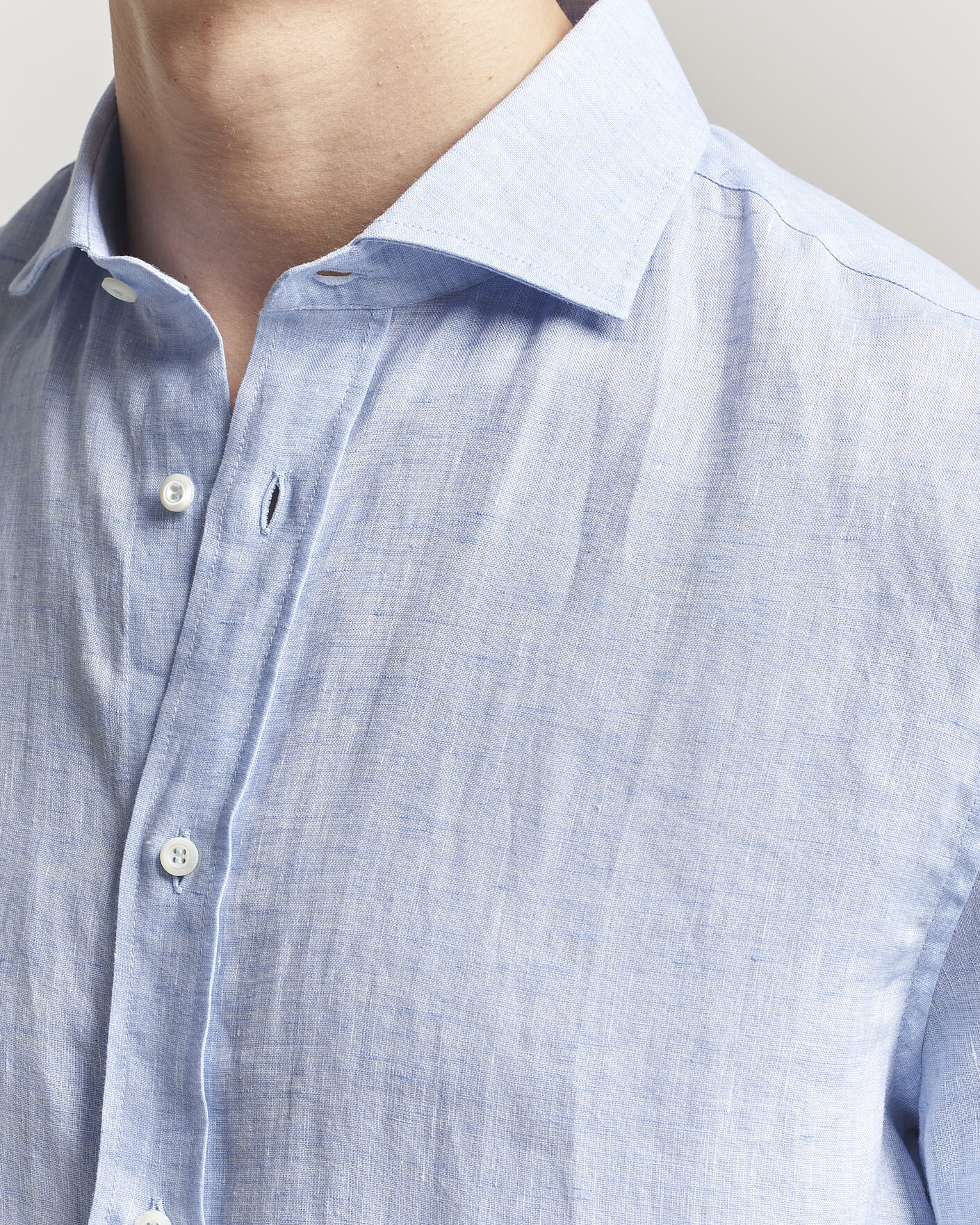 Men | Shirts | Brunello Cucinelli | Easy Fit Linen Shirt Light Blue