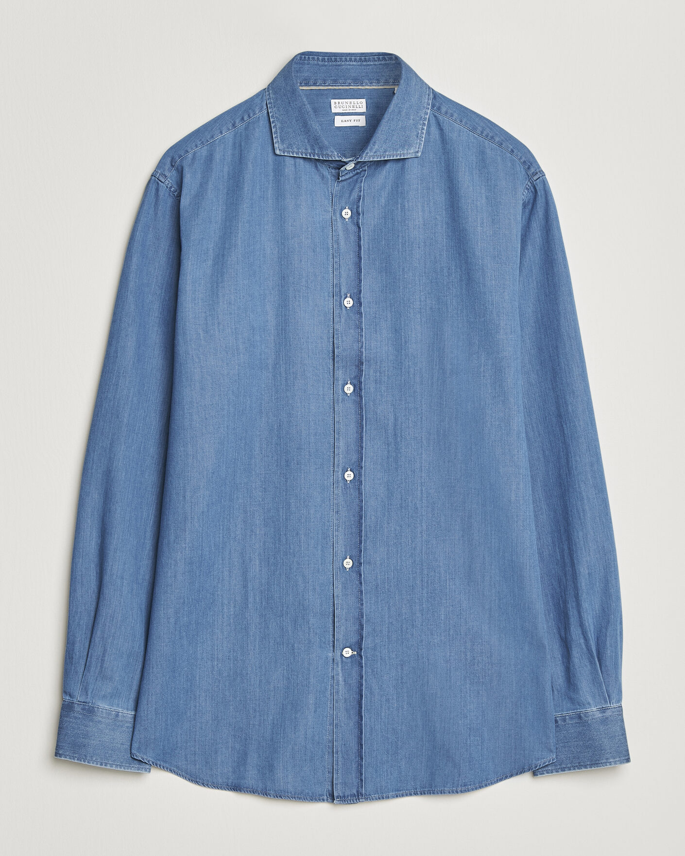 Men | Shirts | Brunello Cucinelli | Easy Fit Denim Shirt Medium Blue Wash
