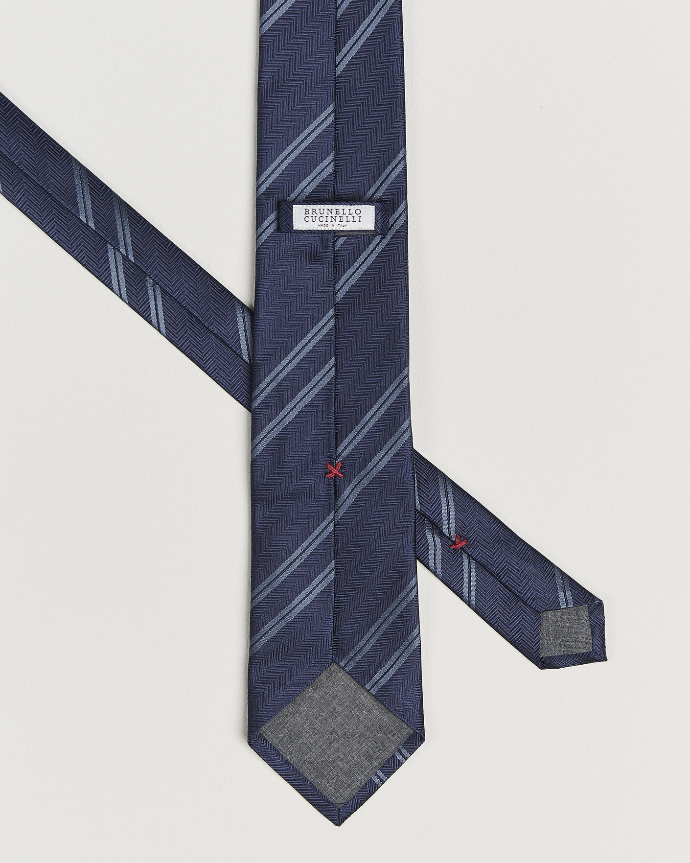 Men | Ties | Brunello Cucinelli | Regimental Stripe Silk Tie Navy