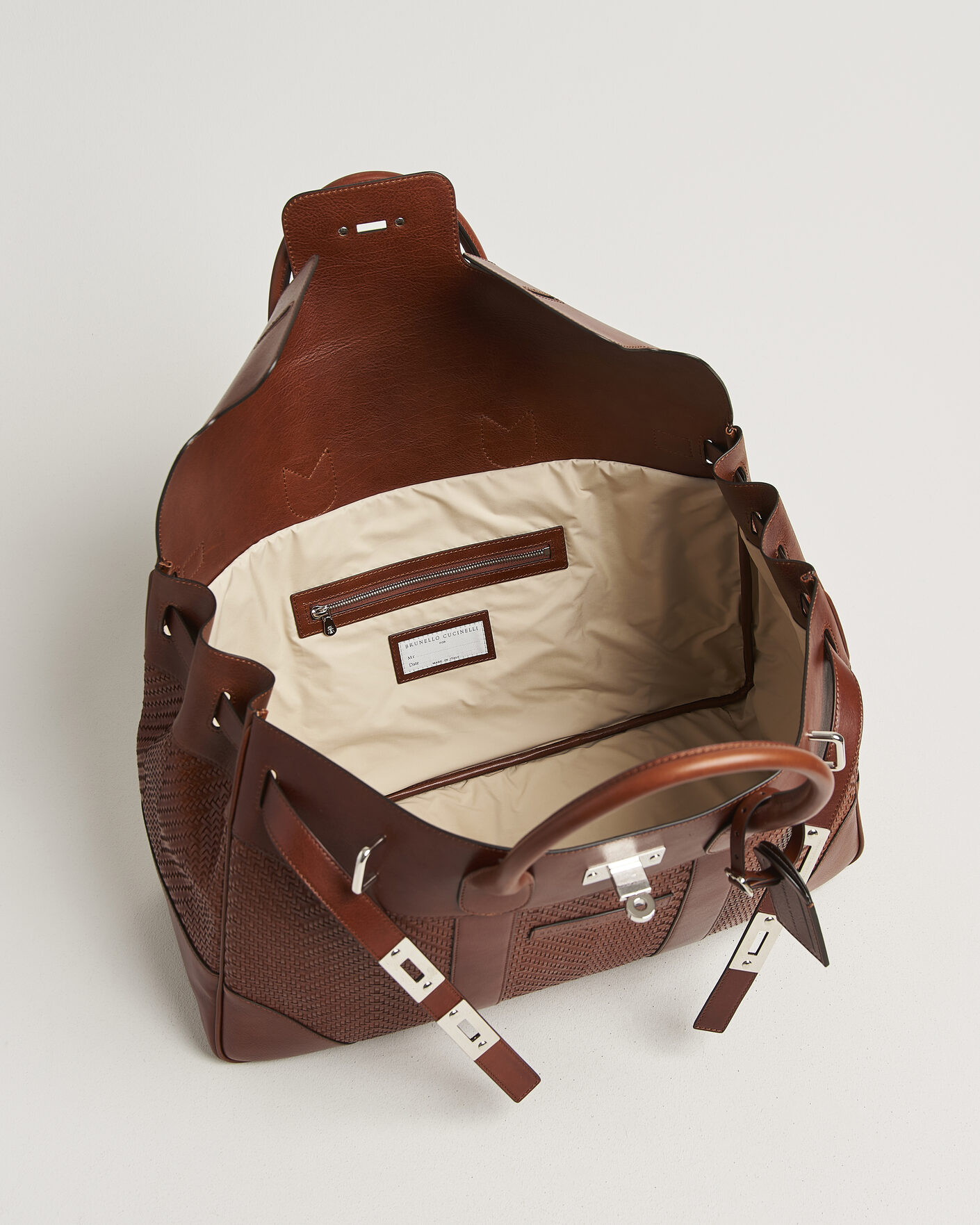 Men | Bags | Brunello Cucinelli | Woven Leather Duffle Bag Burnished Calf