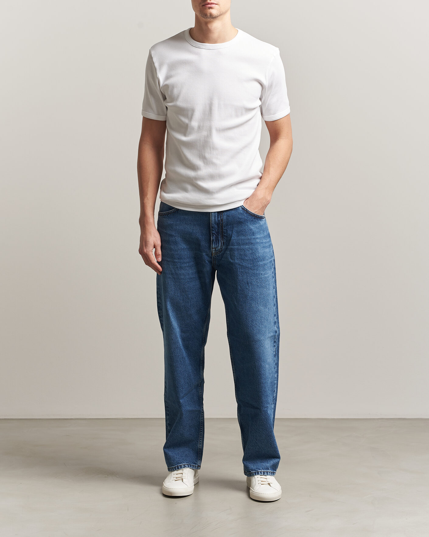 Men | T-Shirts | Bread & Boxers | Ribbed Crew Neck T-Shirt White