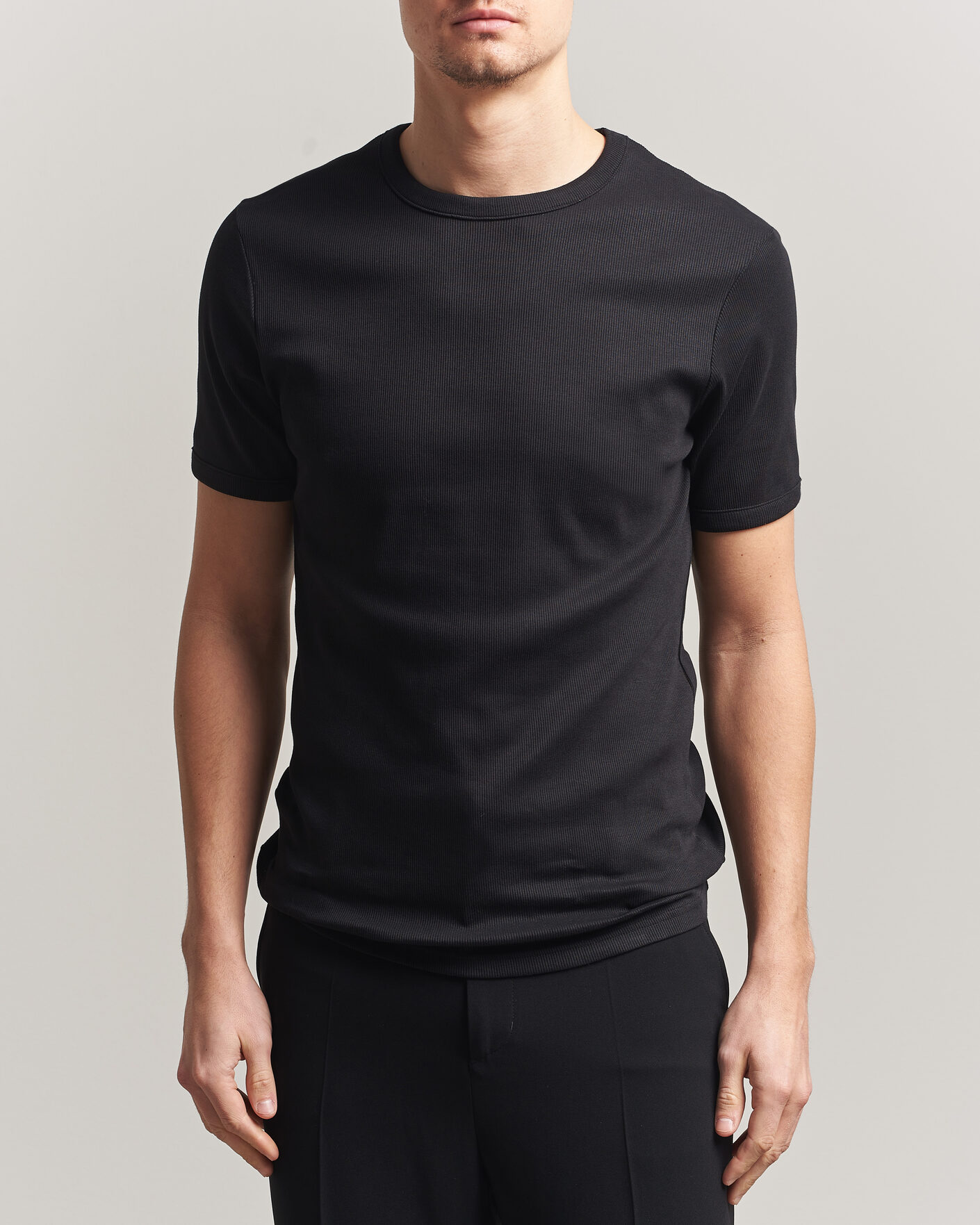 Men | T-Shirts | Bread & Boxers | Ribbed Crew Neck T-Shirt Black
