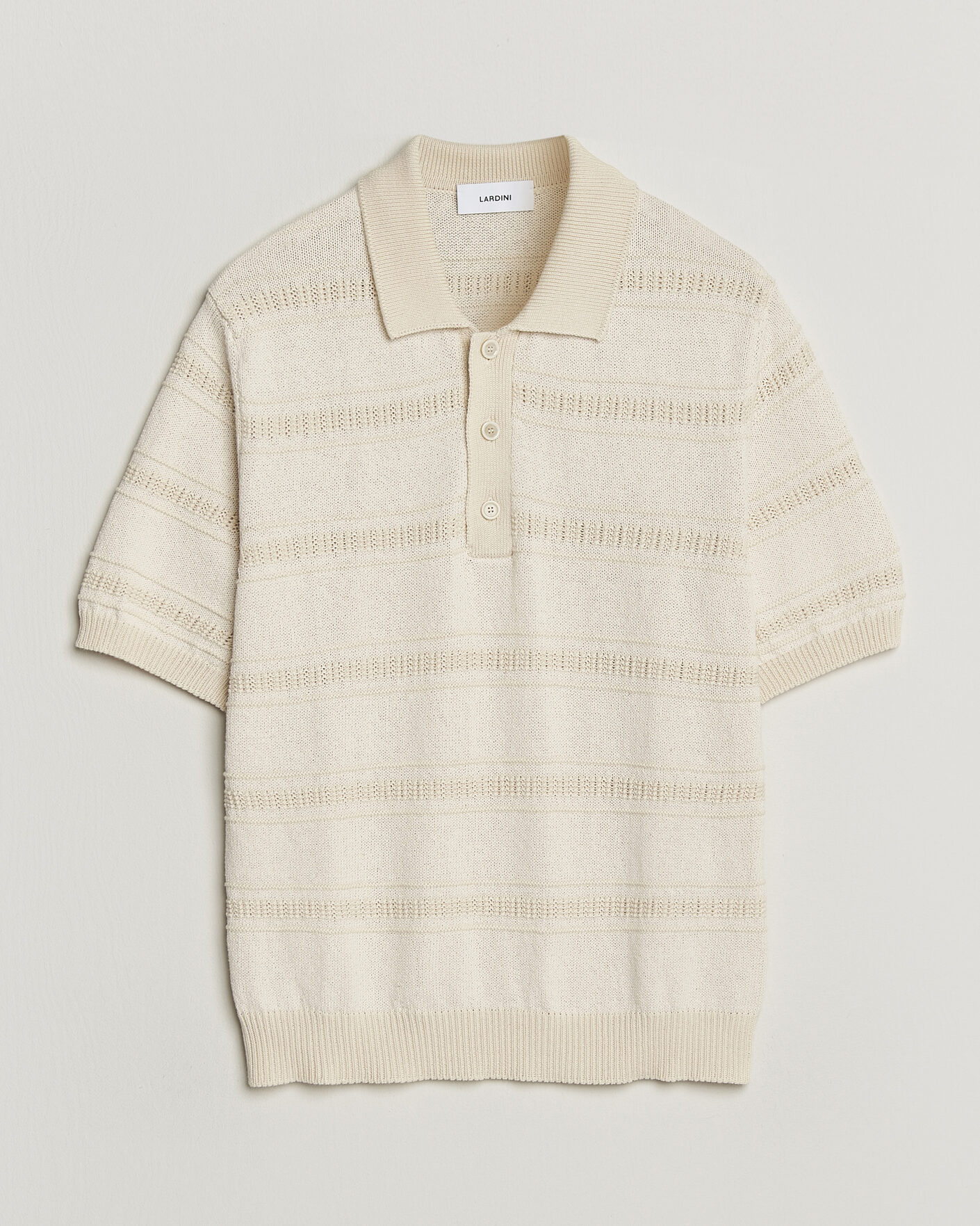 Men | Polo Shirts | Lardini | Strcture Knitted Organic/Recycled Cotton Polo White