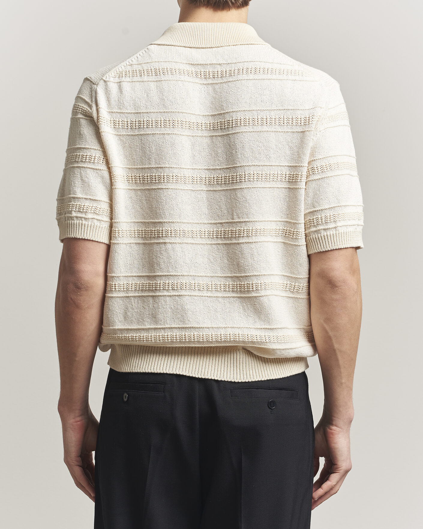 Men | Polo Shirts | Lardini | Strcture Knitted Organic/Recycled Cotton Polo White