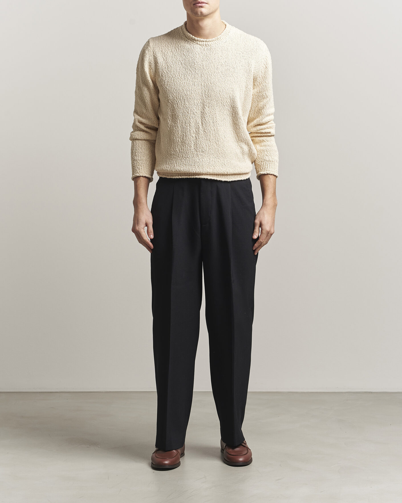 Men | Sweaters & Knitwear | Lardini | Organic Cotton Crew Neck Natural