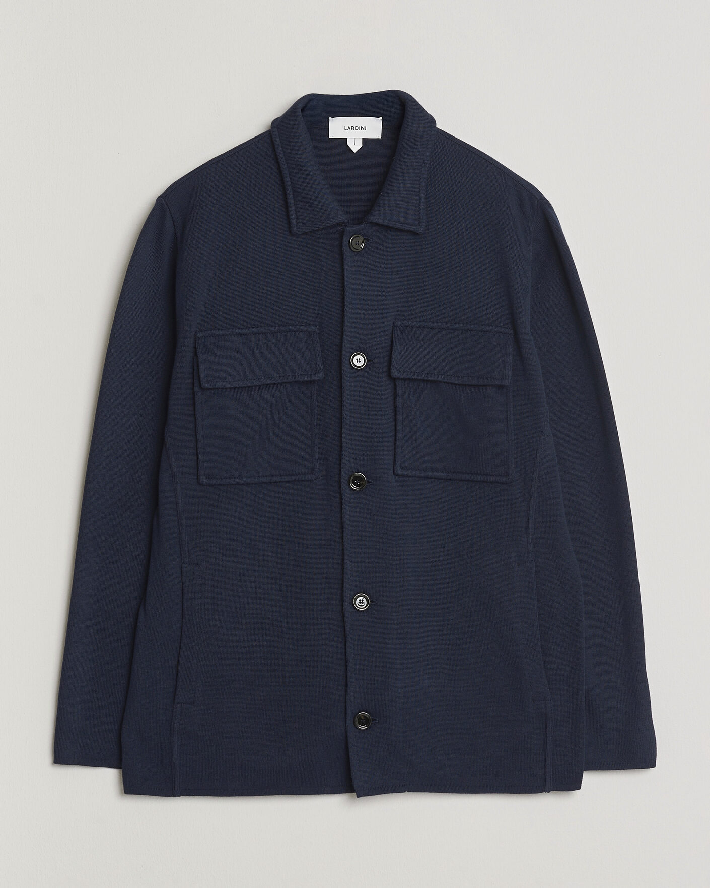 Men | Coats & Jackets | Lardini | Knitted Cotton Pocket Shirt Jacket Navy