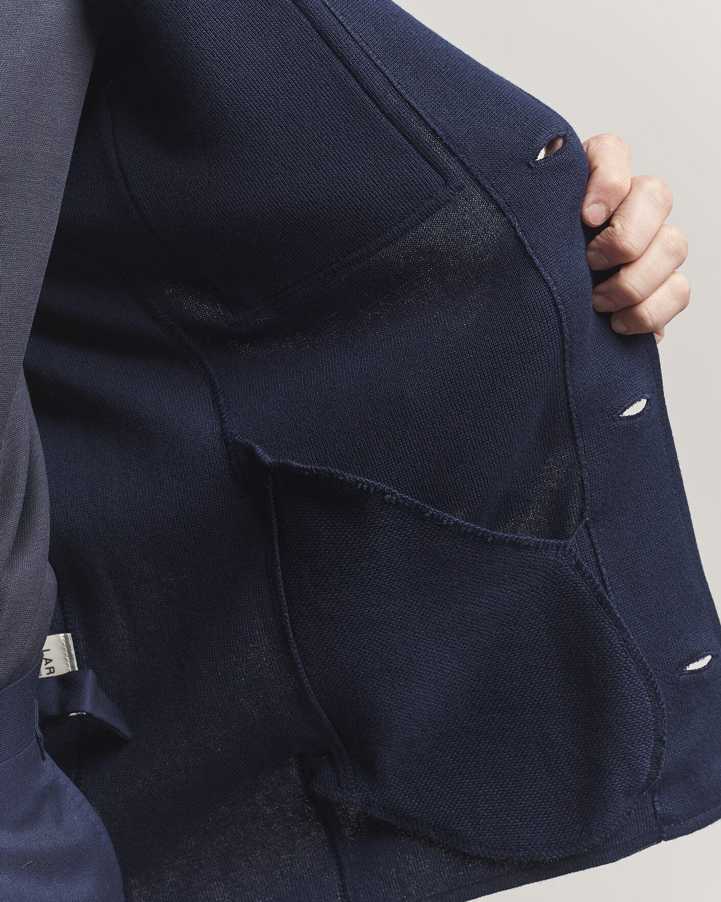 Men | Coats & Jackets | Lardini | Knitted Cotton Pocket Shirt Jacket Navy