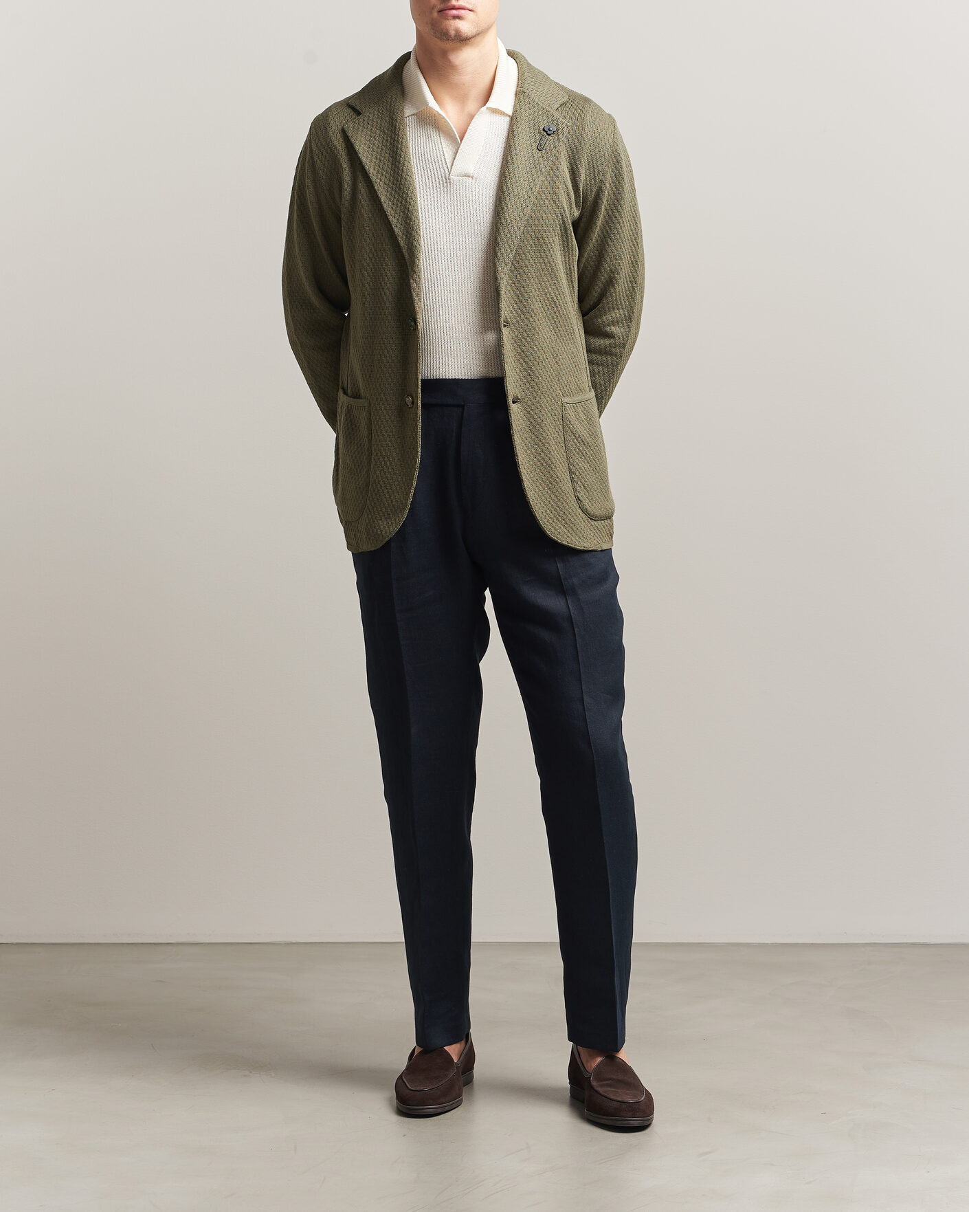 Men | Blazers | Lardini | Knitted Structure Cotton Blazer Green