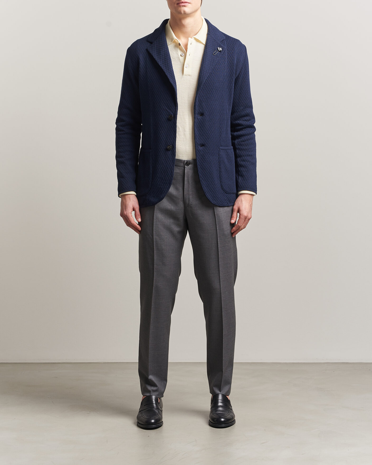 Men | Blazers | Lardini | Knitted Structure Cotton Blazer Navy