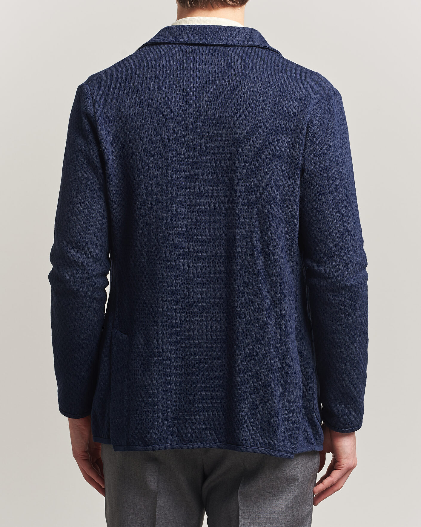 Men | Blazers | Lardini | Knitted Structure Cotton Blazer Navy