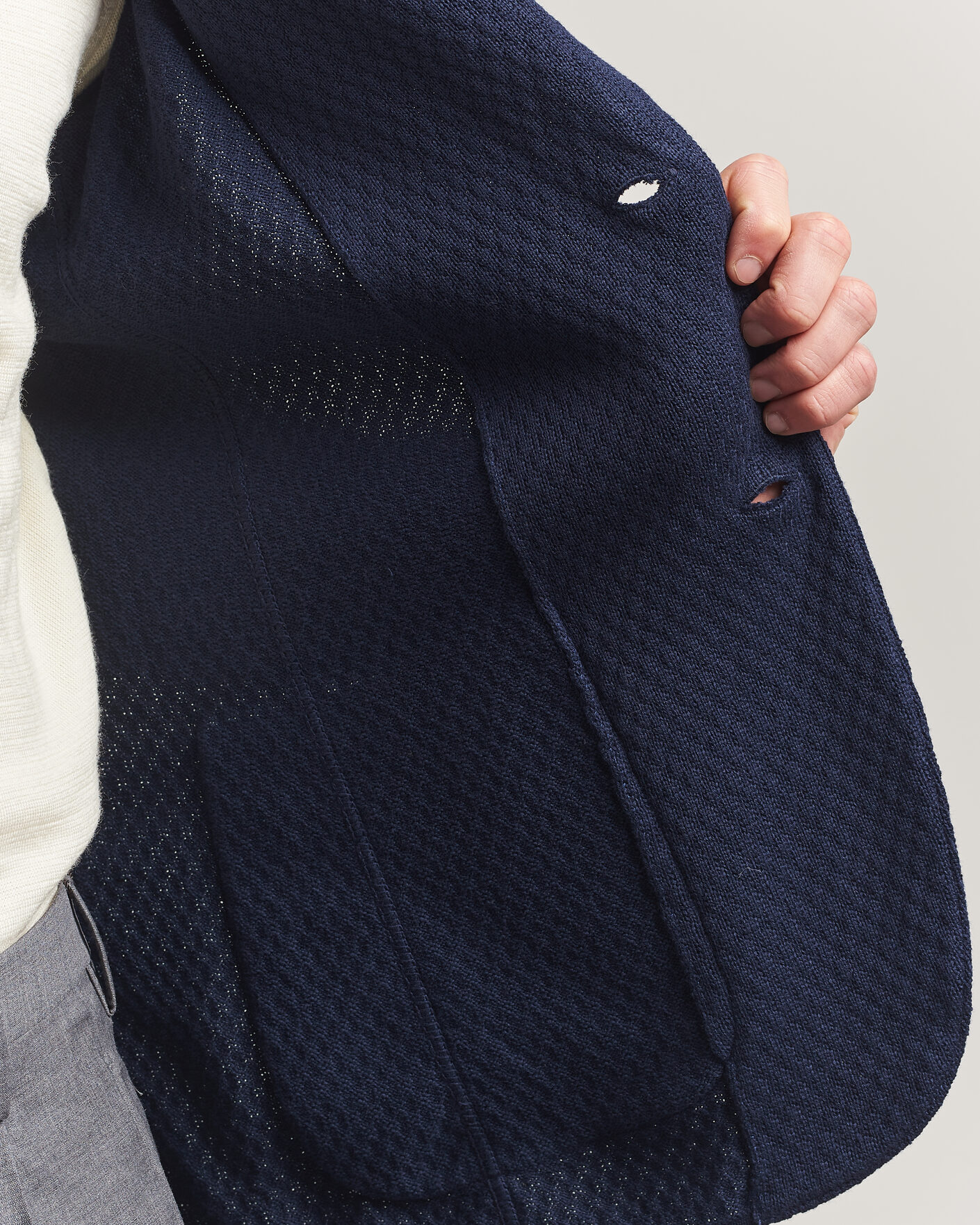 Men | Blazers | Lardini | Knitted Structure Cotton Blazer Navy