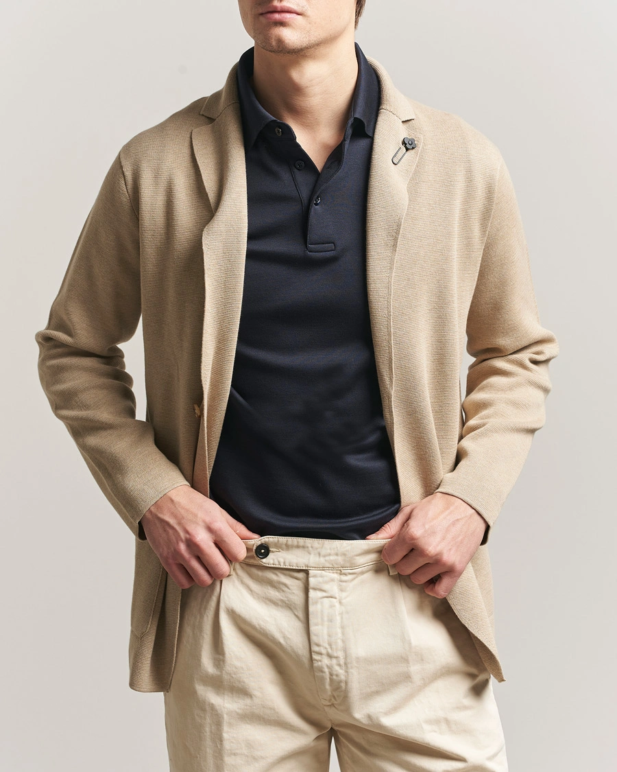 Men | Blazers | Lardini | Knitted Cotton Blazer Beige