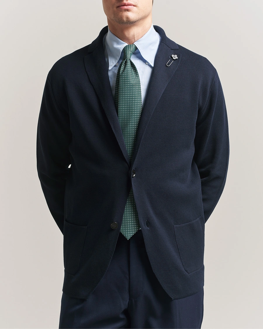 Men | Blazers | Lardini | Knitted Cotton Blazer Navy