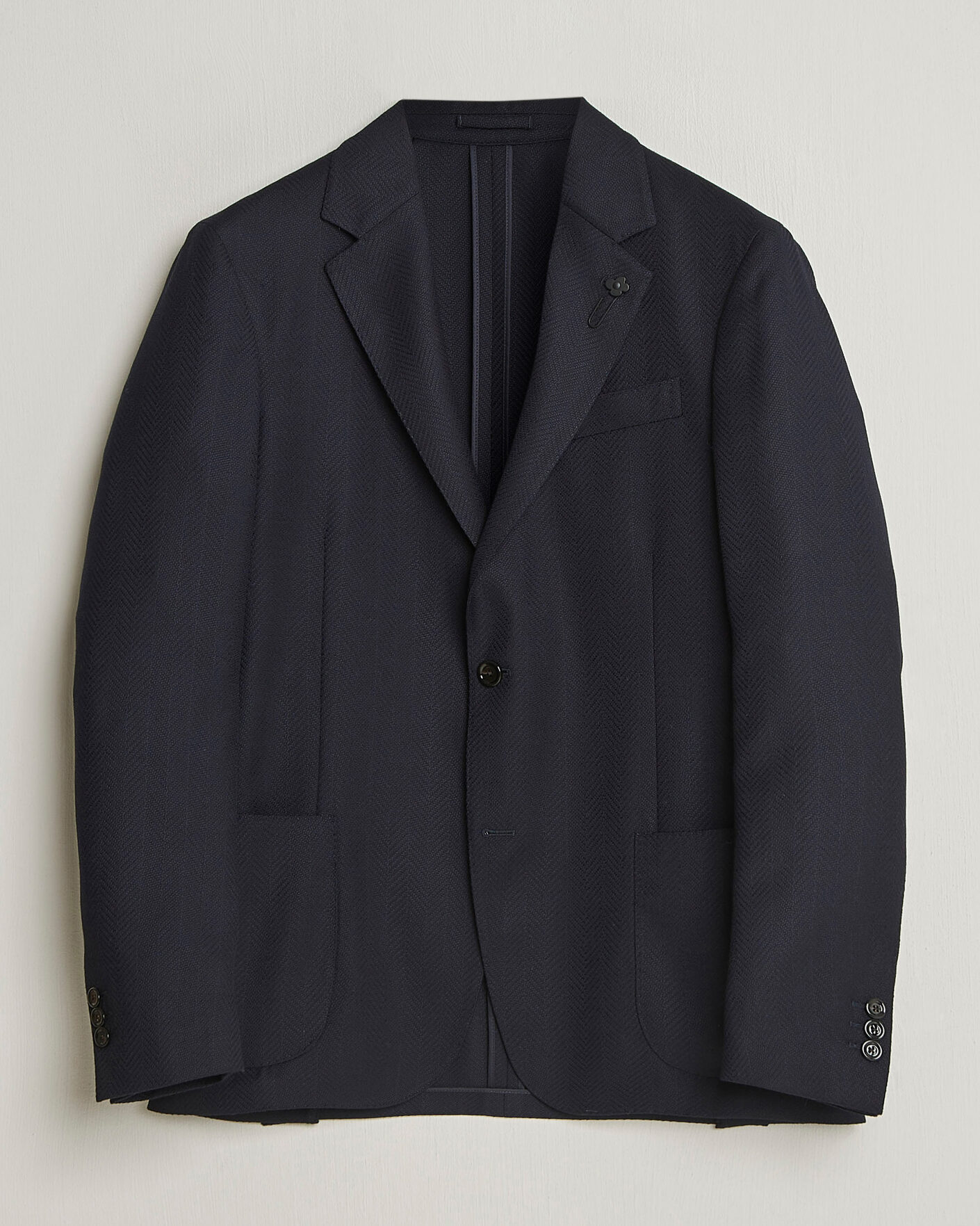 Men | Blazers | Lardini | Herringbone Light Wool Blazer Navy