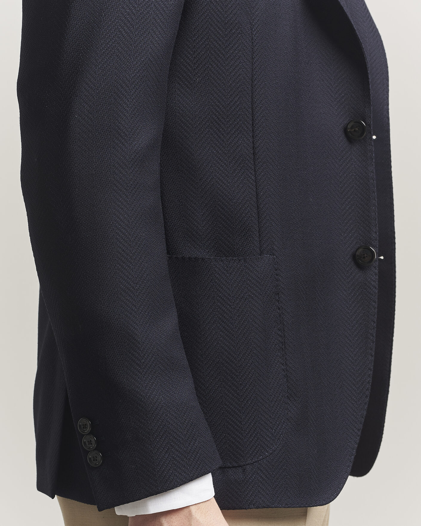 Men | Blazers | Lardini | Herringbone Light Wool Blazer Navy