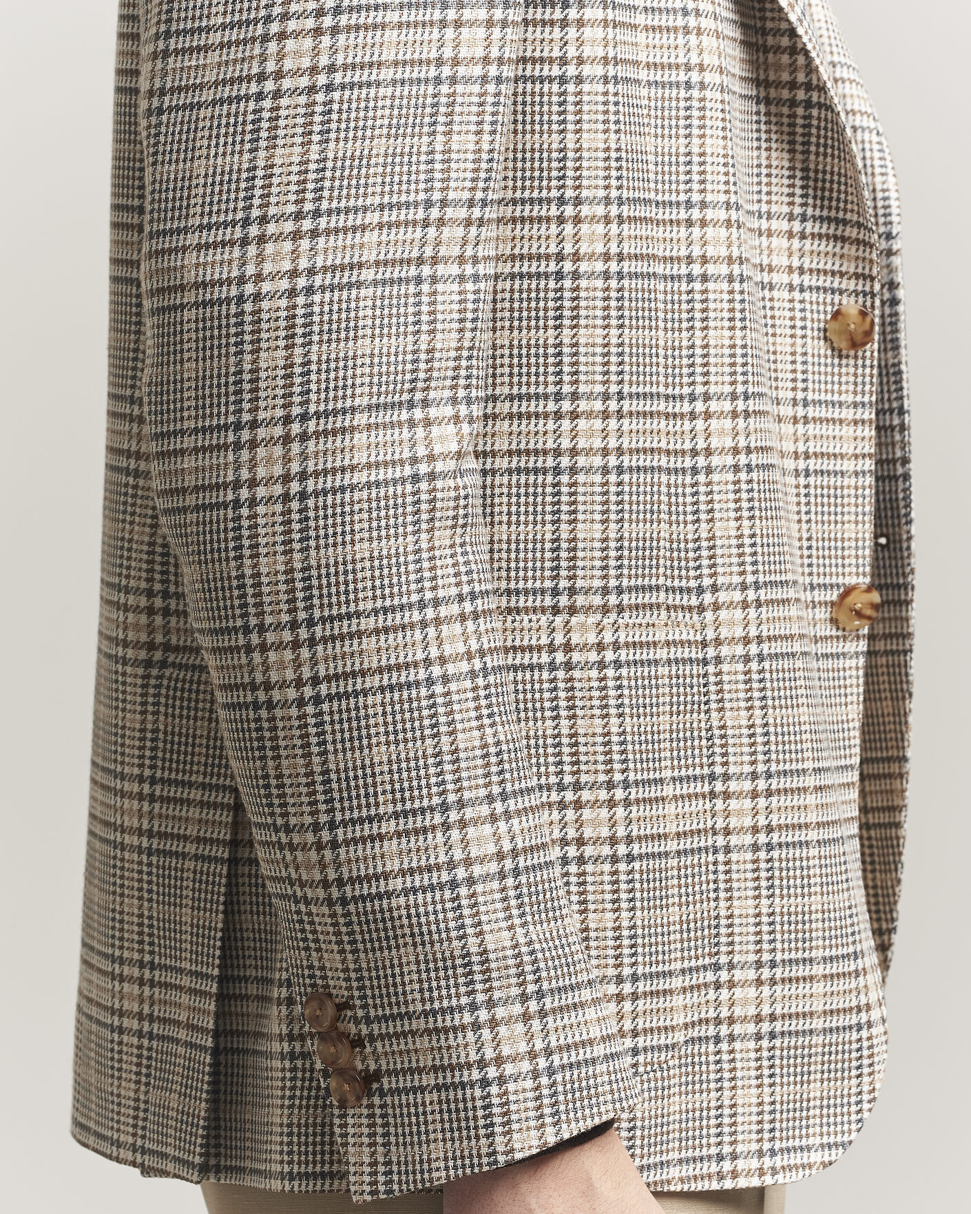 Men | Blazers | Lardini | Multi Check Cotton/Linen Blazer Beige