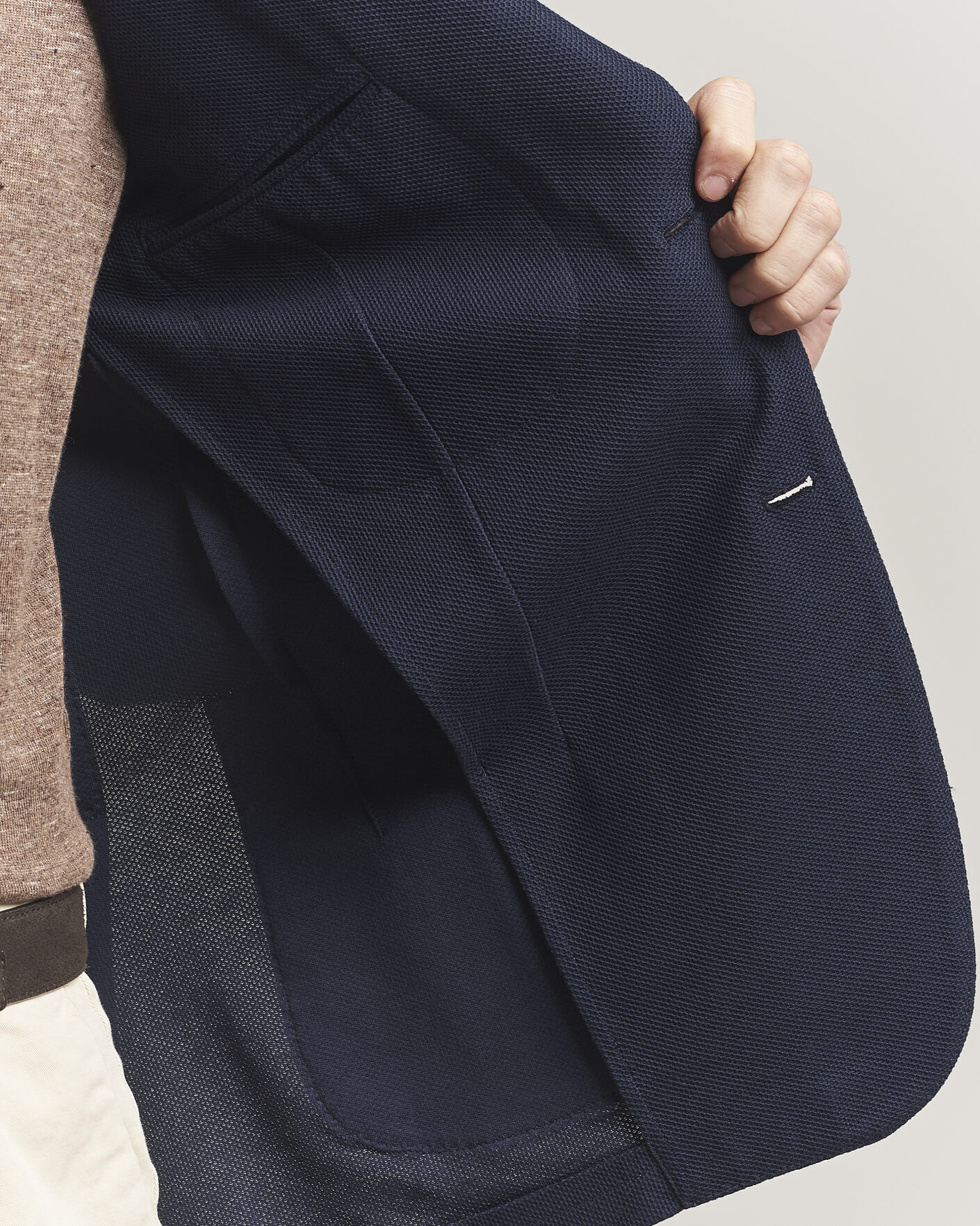 Lardini Loro Piana Jersey Piquet Cotton Blazer Navy at CareOfCarl.com