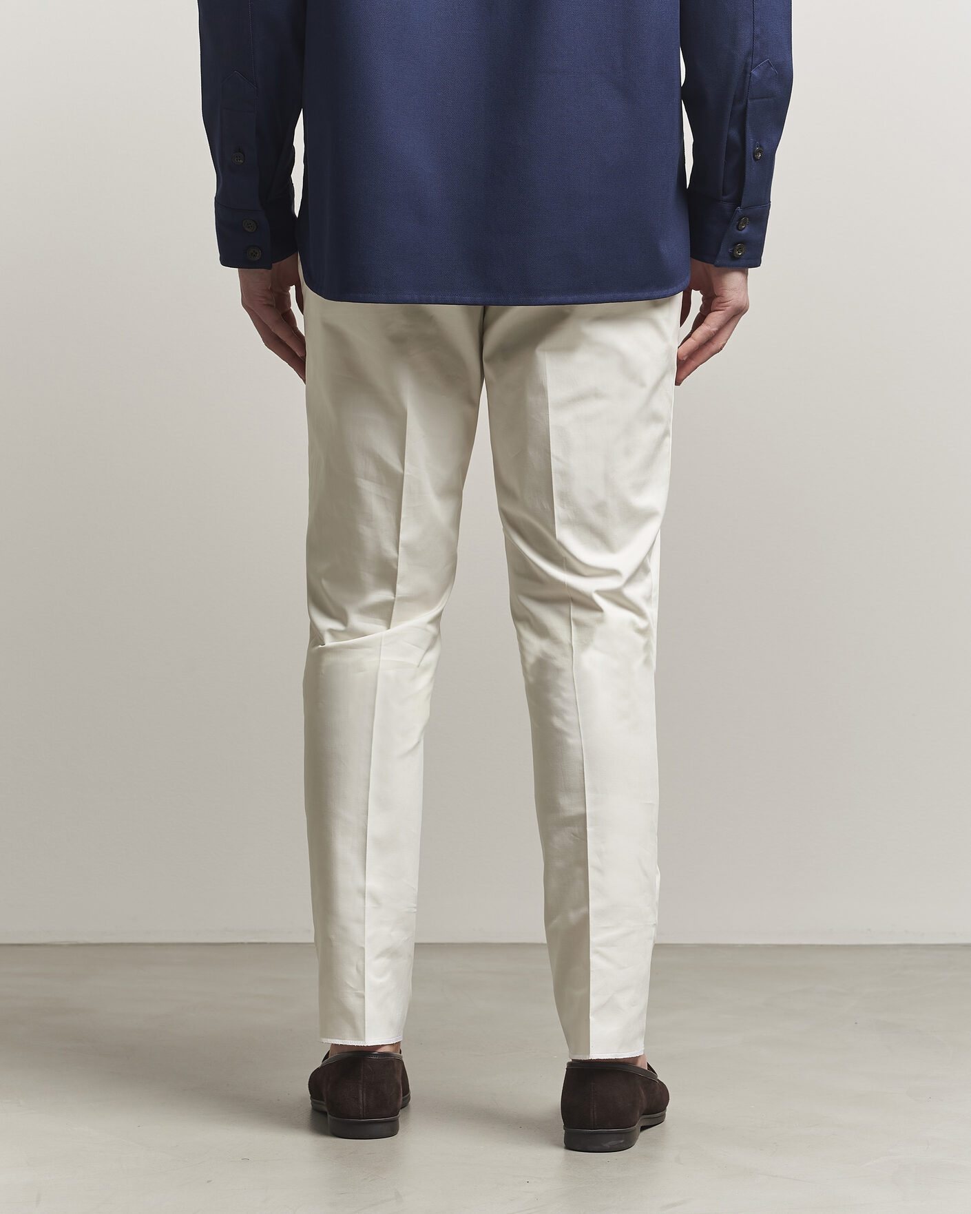 Men | Trousers | Lardini | Lyon Cotton Twill Stretch Trousers White