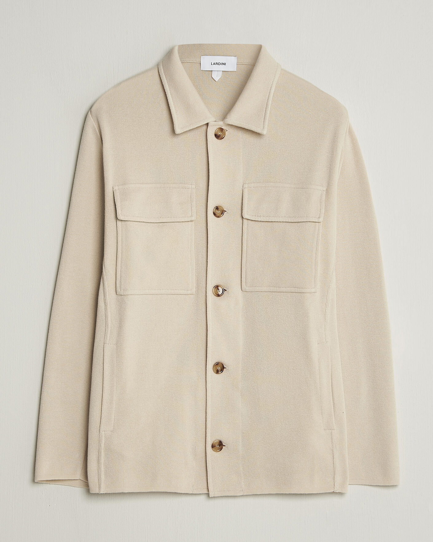 Men | Blazers | Lardini | Knitted Cotton Pocket Shirt Jacket Beige