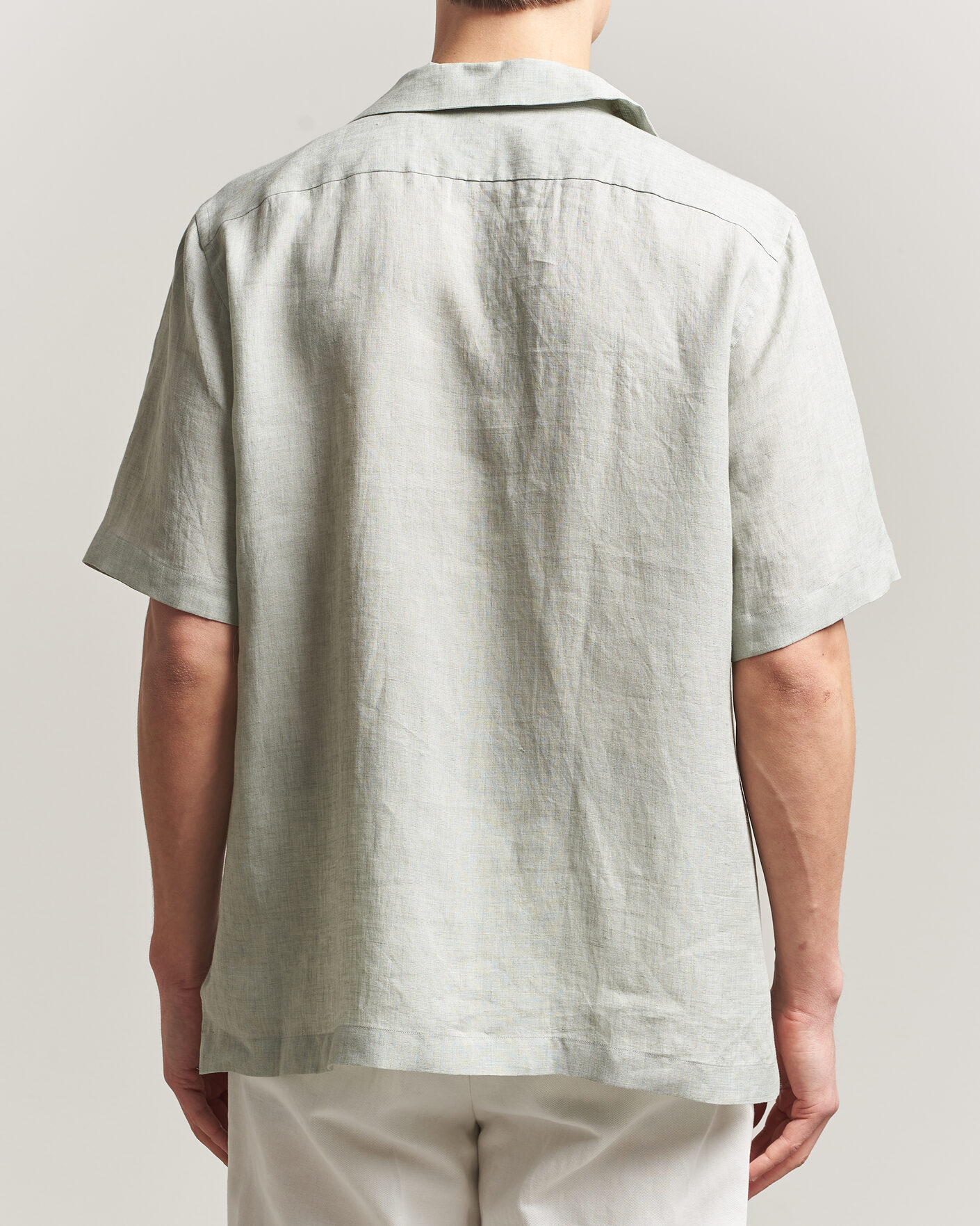 Men | Shirts | Lardini | Klop Short Sleeve Linen Resort Shirt Light Green