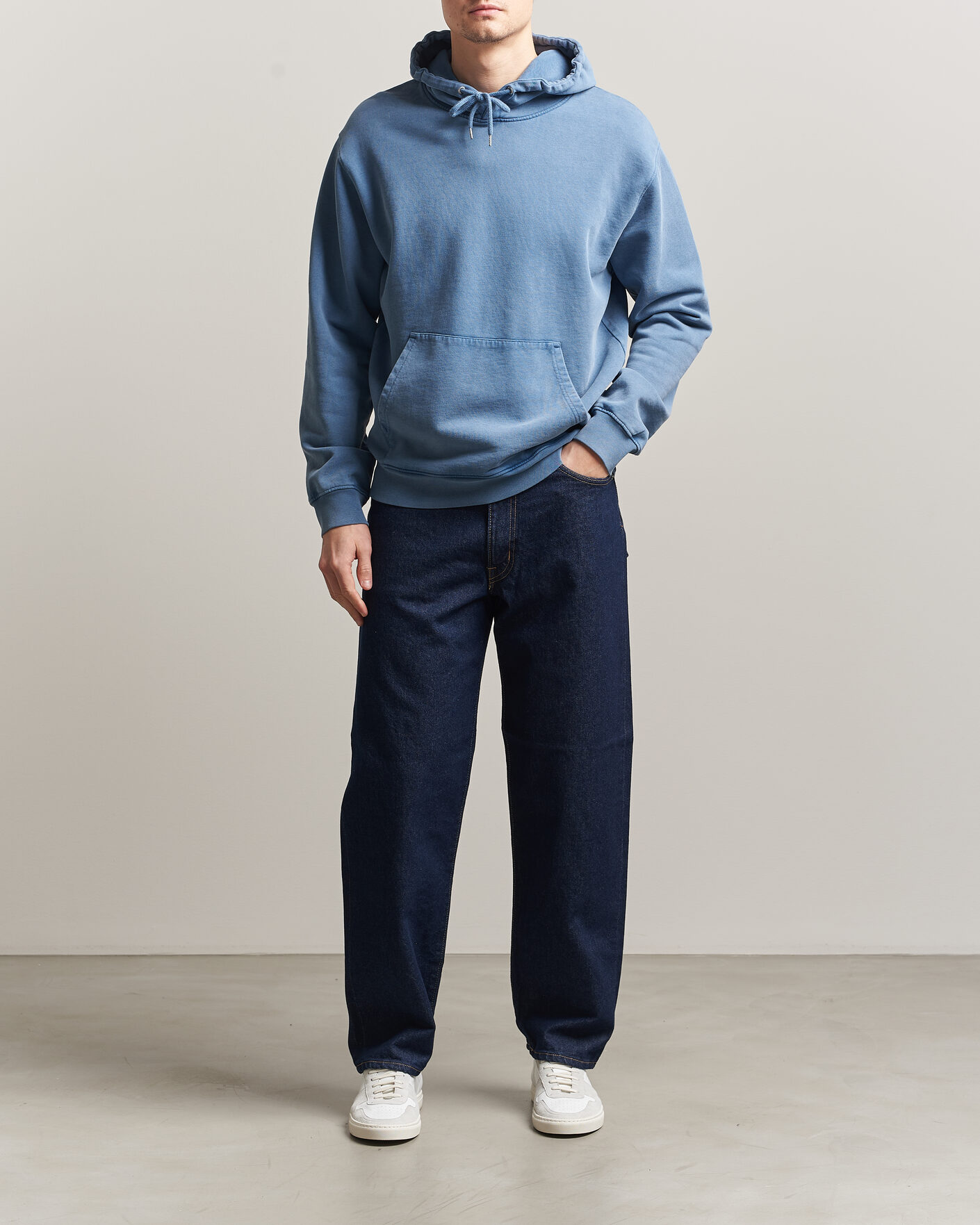 Men | Sweaters & Knitwear | Colorful Standard | Classic Organic Hood Faded Indigo