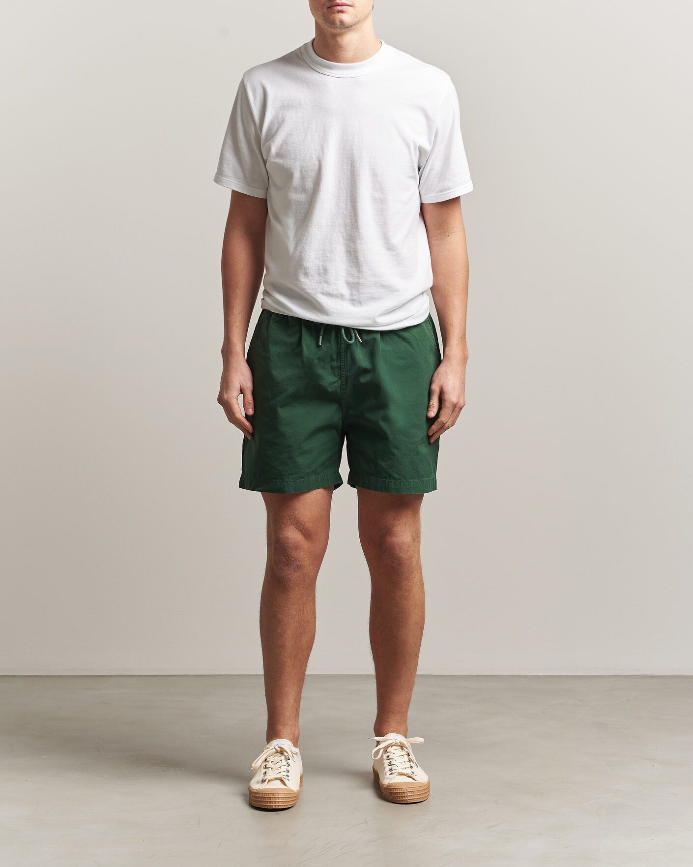 Men | Shorts | Colorful Standard | Classic Organic Twill Drawstring Shorts Emerald Green