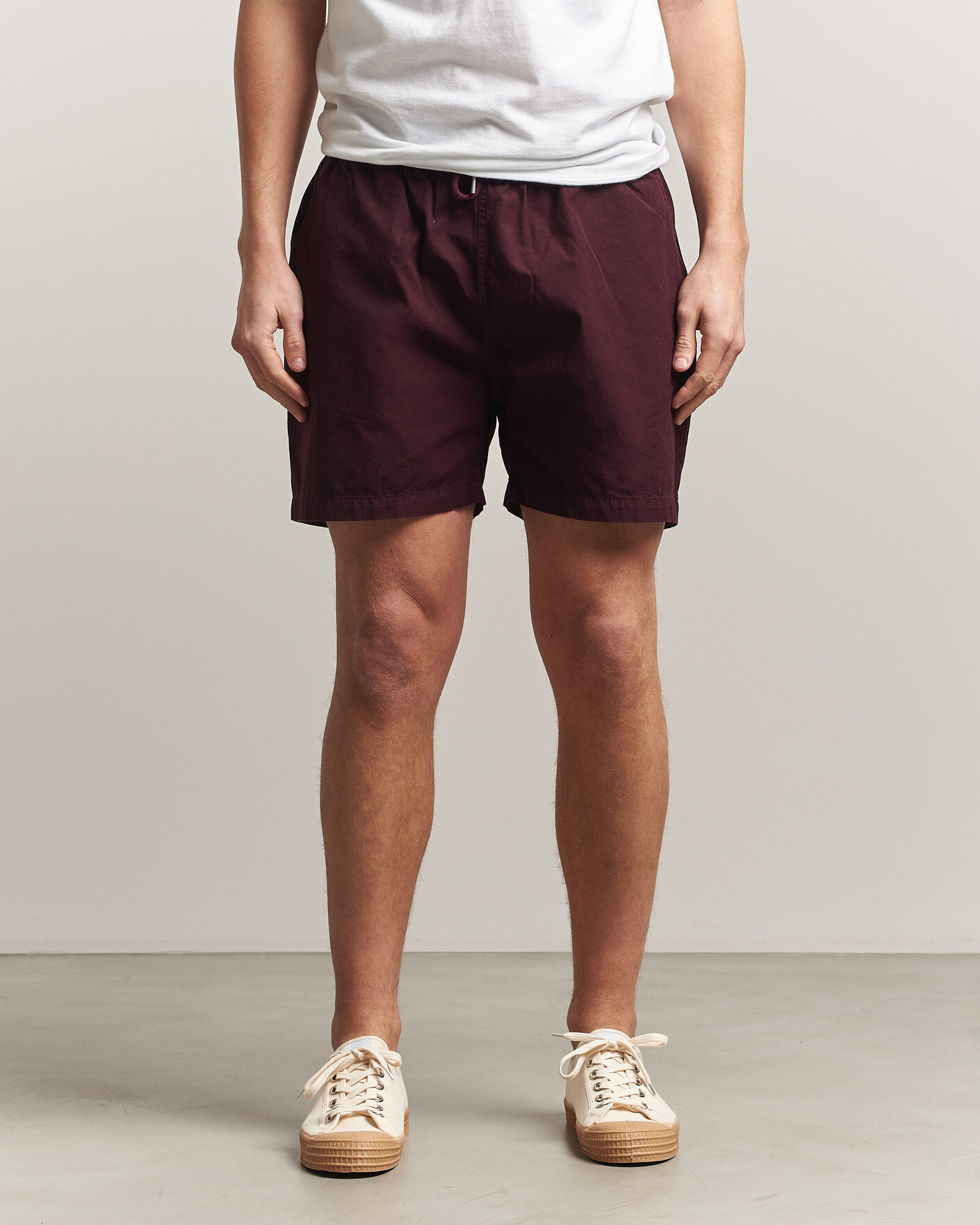 Men | Shorts | Colorful Standard | Classic Organic Twill Drawstring Shorts Oxblood Red
