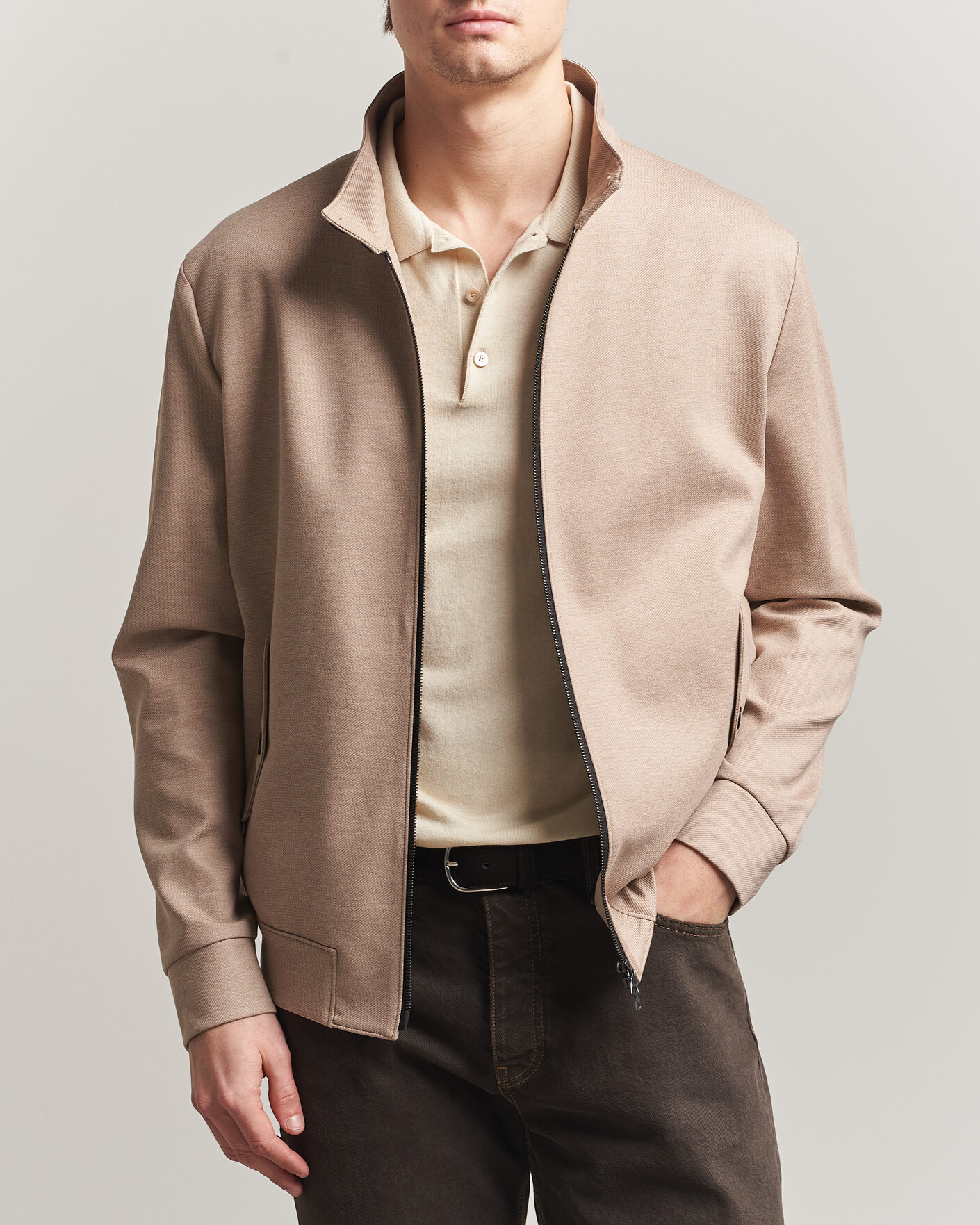 Men | Coats & Jackets | Harris Wharf London | Loro Piana Cavalry Twill Harrington Jacket Oat