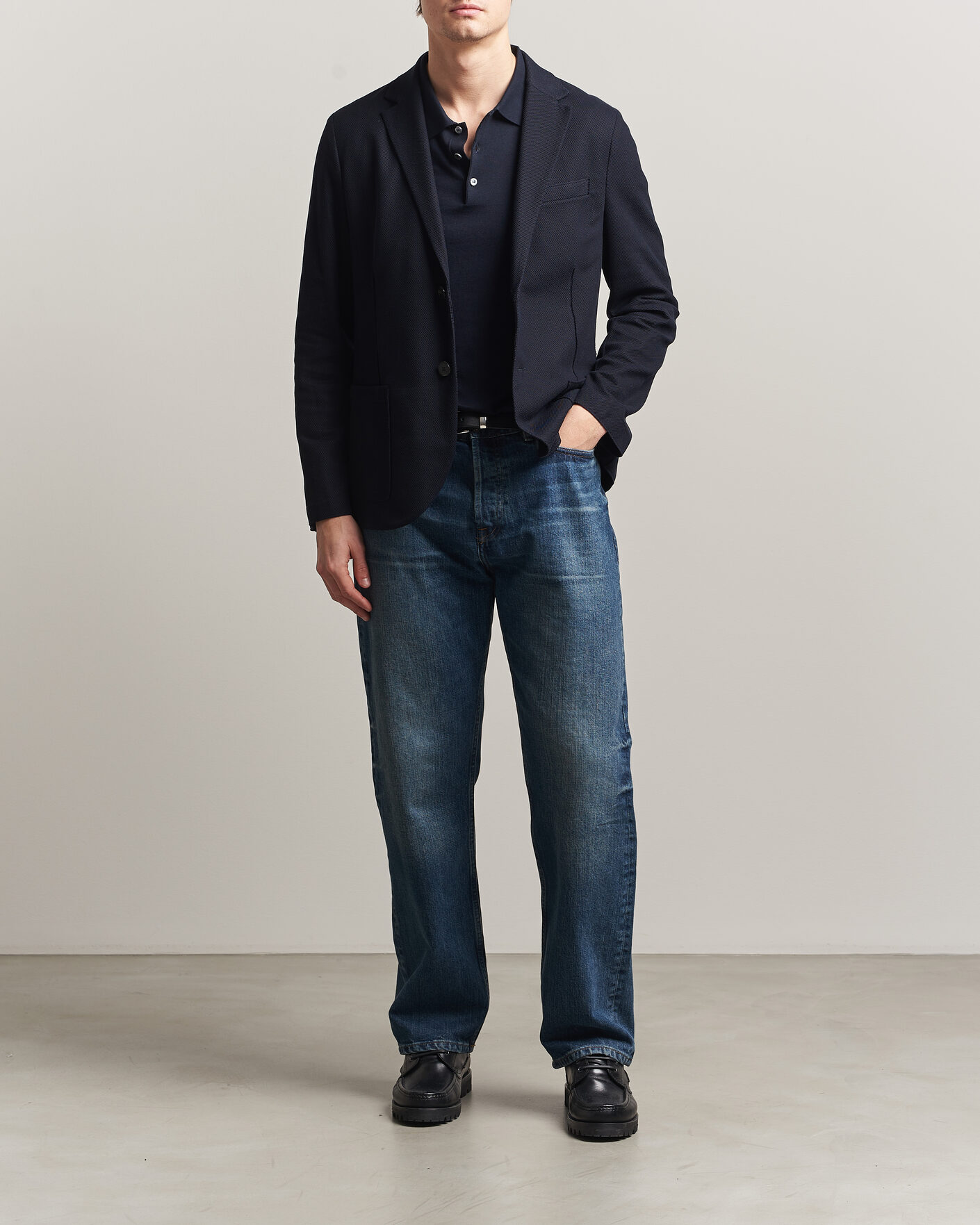 Men | Blazers | Harris Wharf London | Loro Piana Honey Comb Blazer Navy Blue