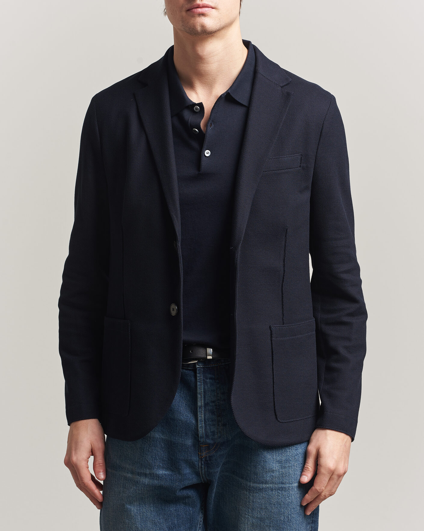 Men | Blazers | Harris Wharf London | Loro Piana Honey Comb Blazer Navy Blue