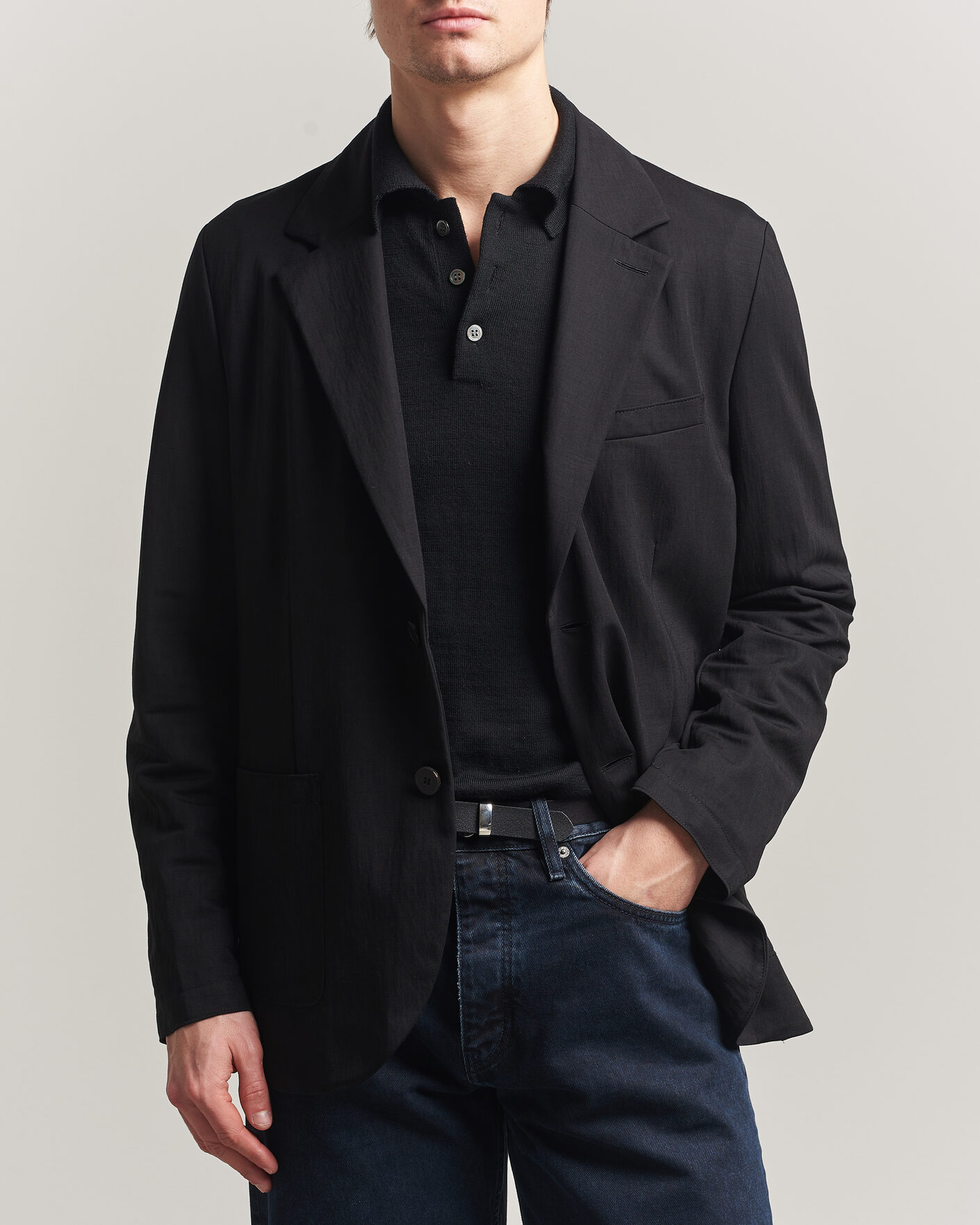 Men | Blazers | Harris Wharf London | Rayon Travel Blazer Black