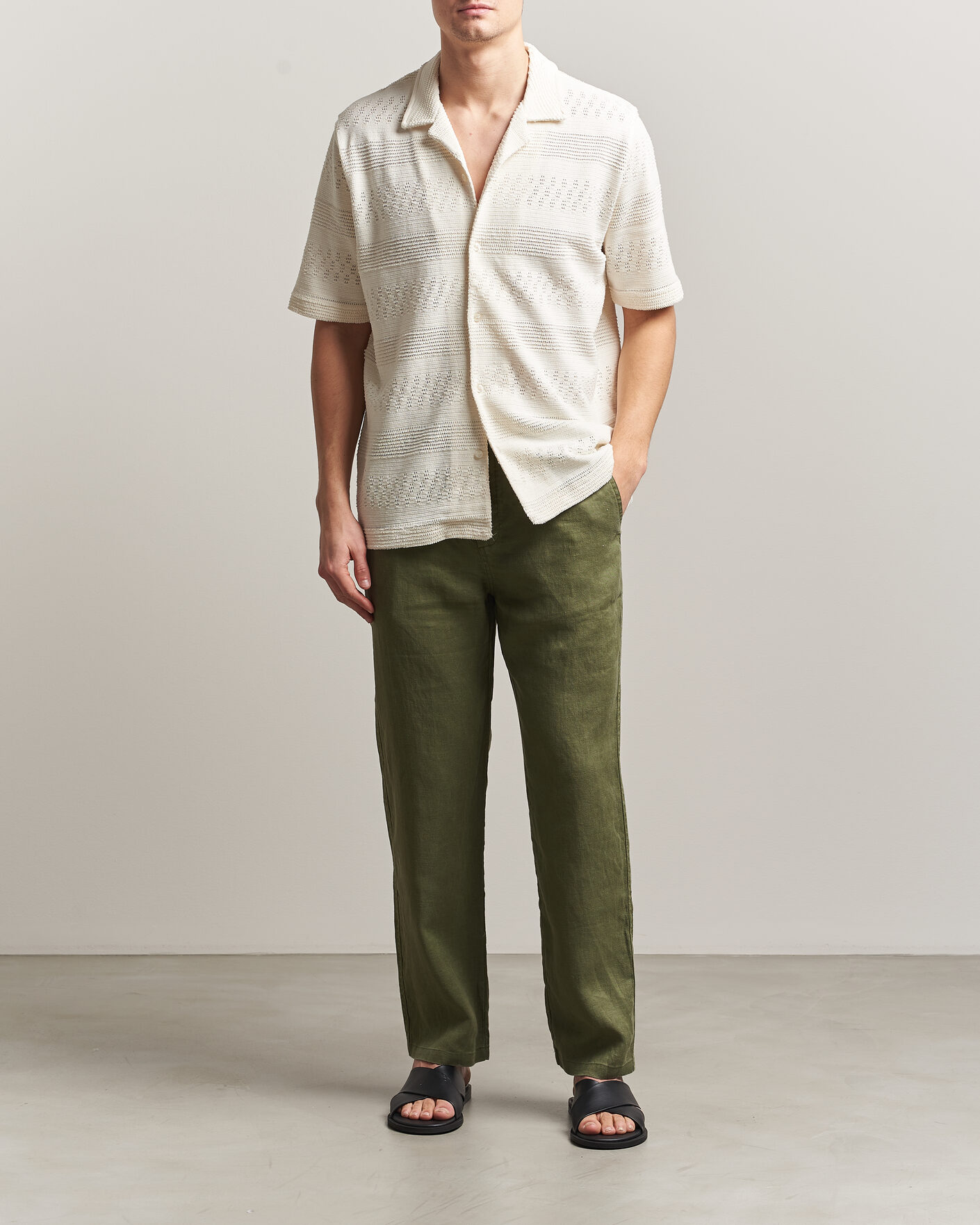 Men | Trousers | Samsøe Samsøe | Jabari Linen Drawstring Trousers Burnt Olive