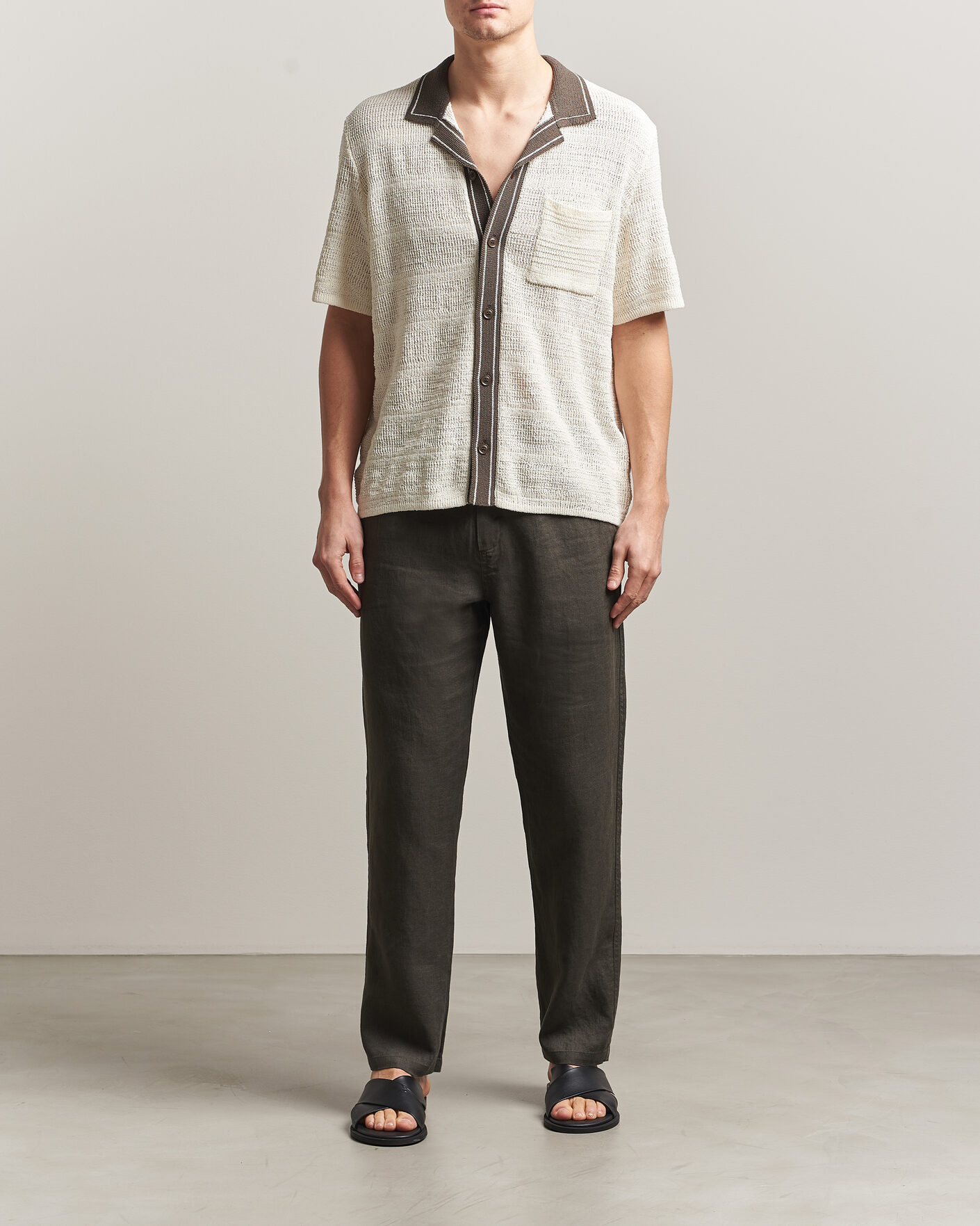 Men | Trousers | Samsøe Samsøe | Jabari Linen Drawstring Trousers Black Olive