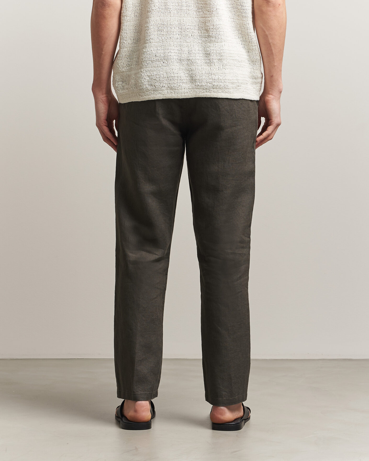 Men | Trousers | Samsøe Samsøe | Jabari Linen Drawstring Trousers Black Olive
