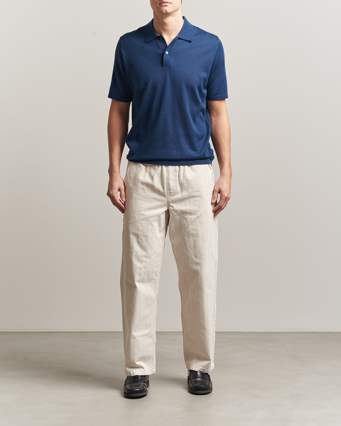 Men | Polo Shirts | Samsøe Samsøe | Rowan Knitted Polo Insignia Blue
