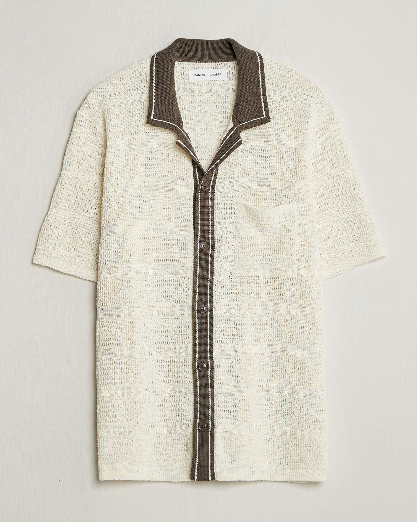 Men | Shirts | Samsøe Samsøe | Percy Knitted Short Sleeve Shirt Clear Cream