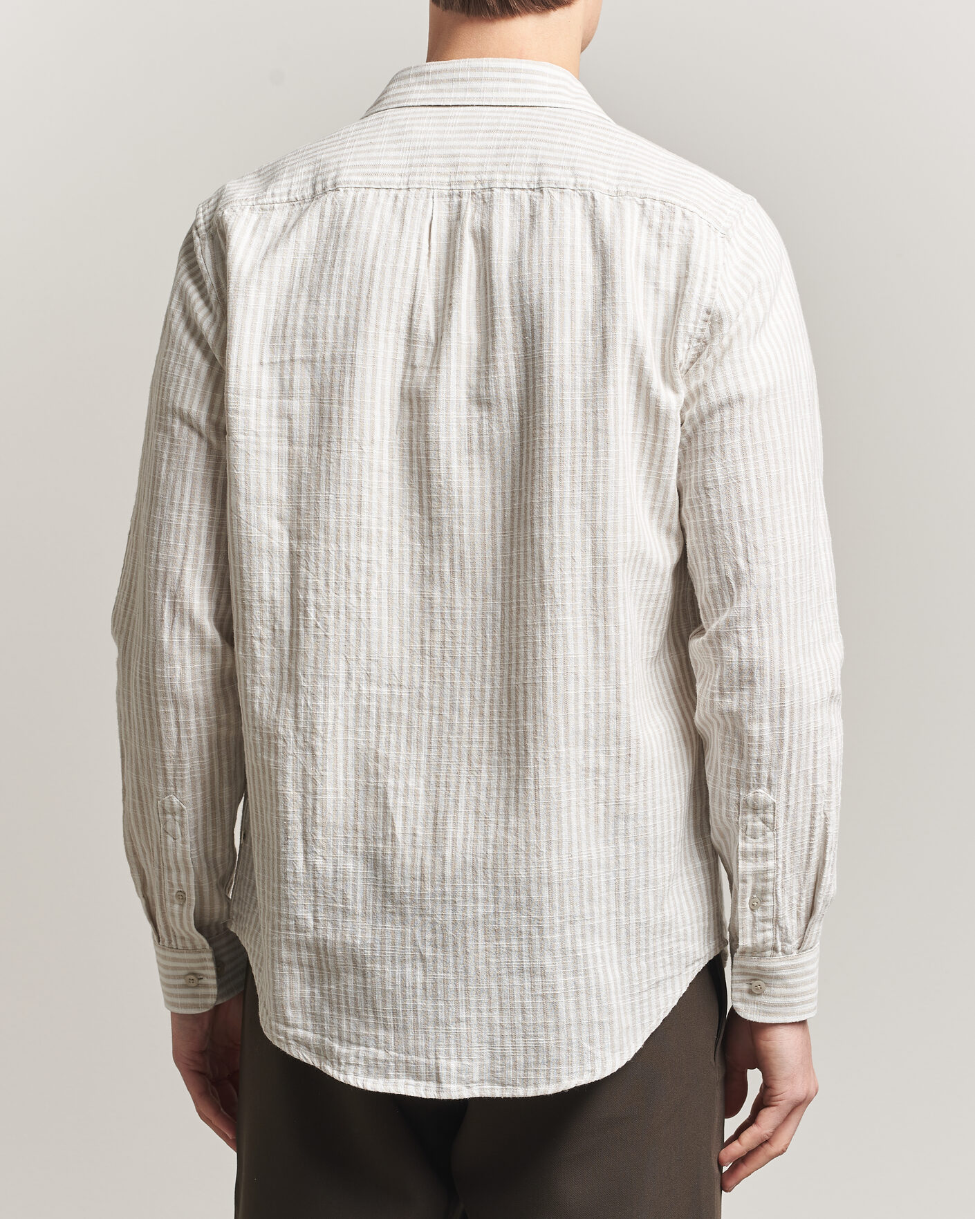 Men | Shirts | Samsøe Samsøe | Liam Cotton/Linen Striped Shirt Moonstruck