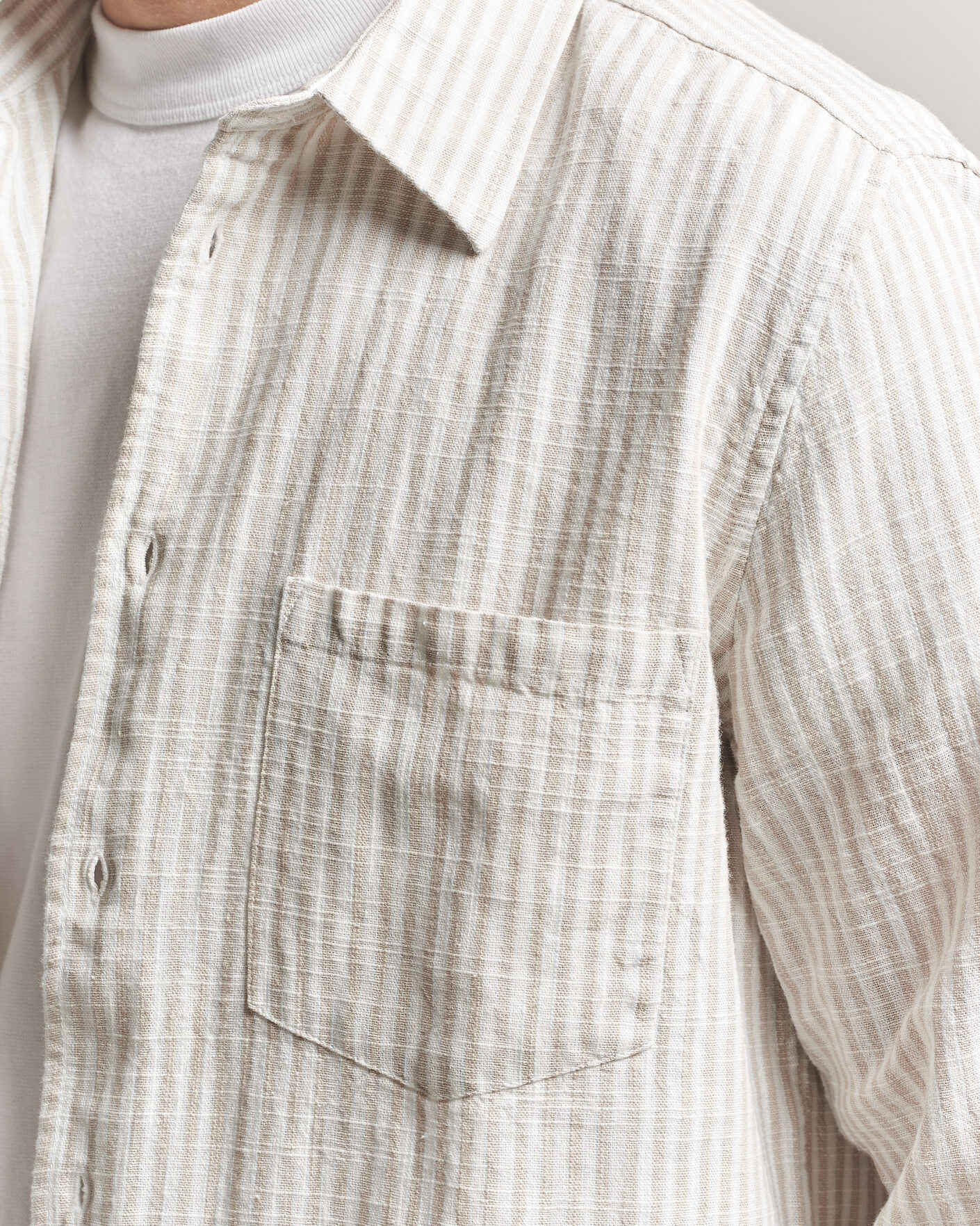 Men | Shirts | Samsøe Samsøe | Liam Cotton/Linen Striped Shirt Moonstruck