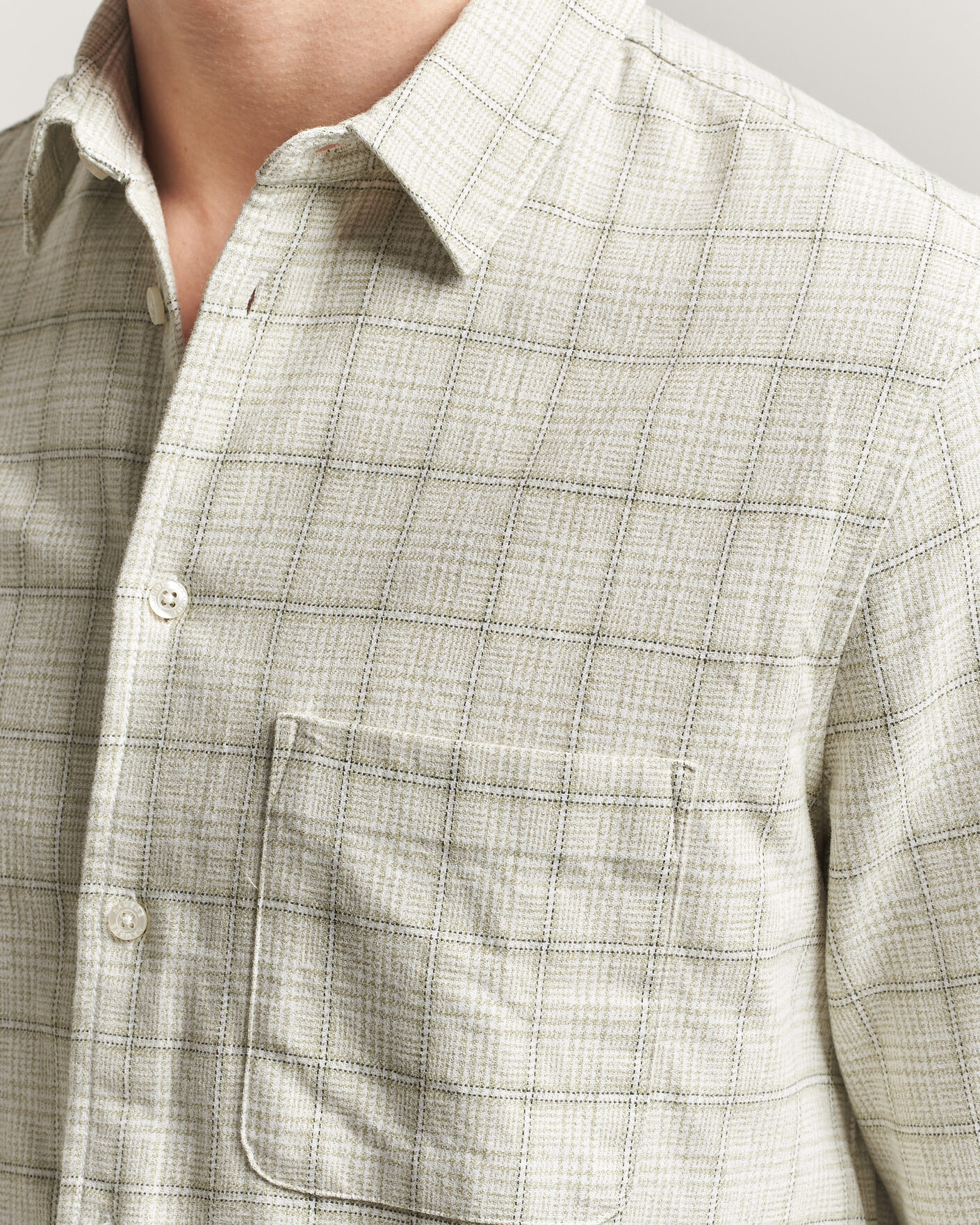 Men | Shirts | Samsøe Samsøe | Liam Checked Cotton Shirt Off White