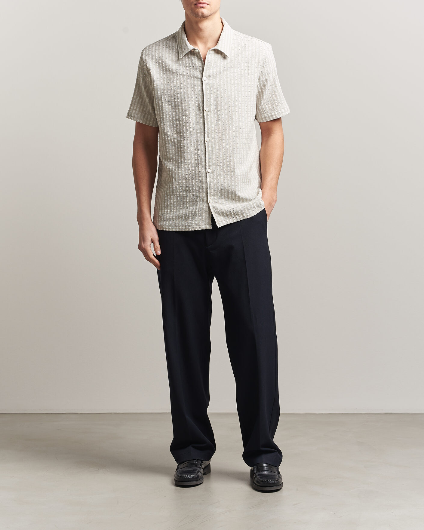 Men | Shirts | Samsøe Samsøe | Avan Structured Short Sleeve Shirt Moonstruck