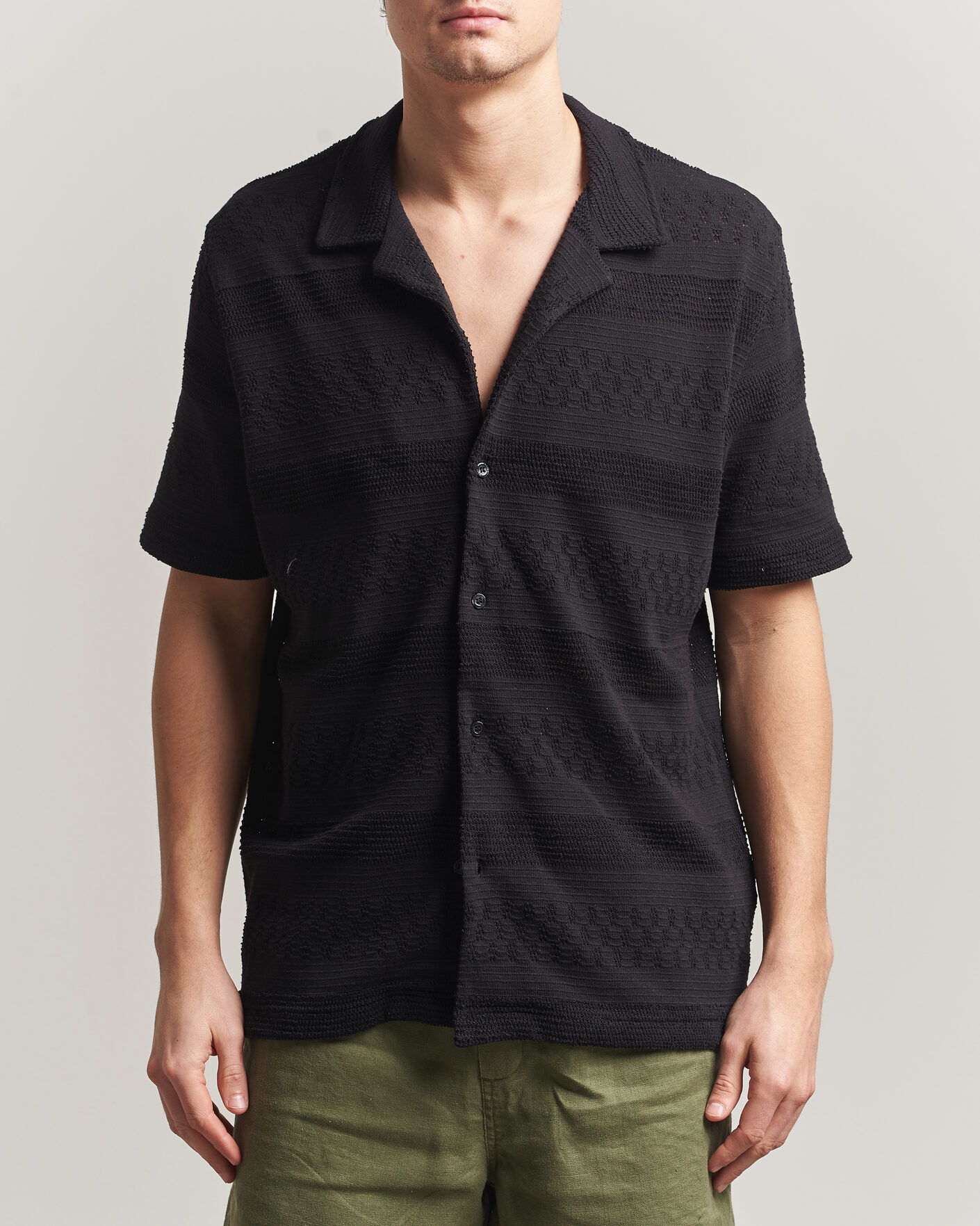 Men | Shirts | Samsøe Samsøe | Martin Knitted Short Sleeve Shirt Black